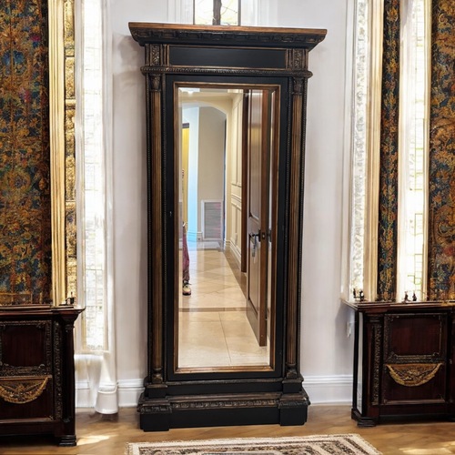 Used Distressed Wood Jewelry Display Floor Mirror for sale on AptDeco