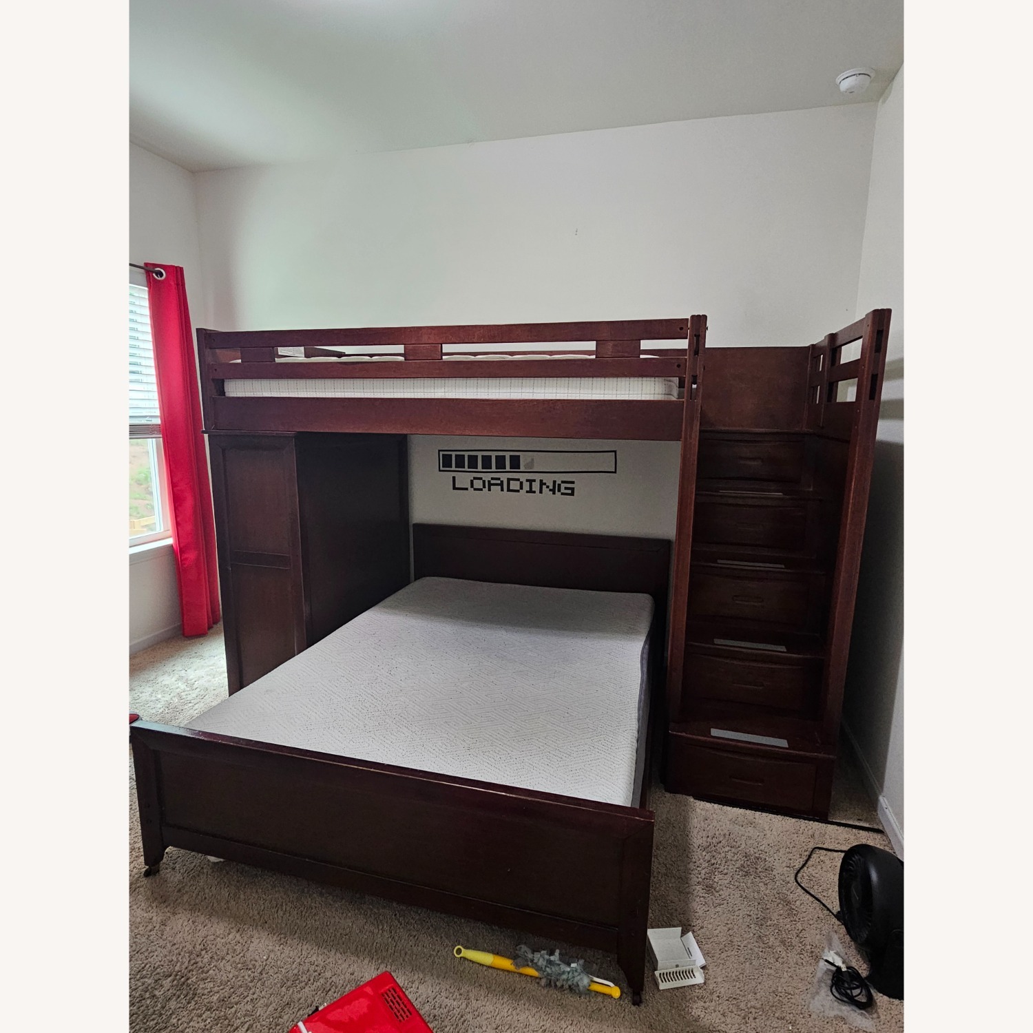 Ivy League Walnut Twin/Full Step Loft with Chest - image-4