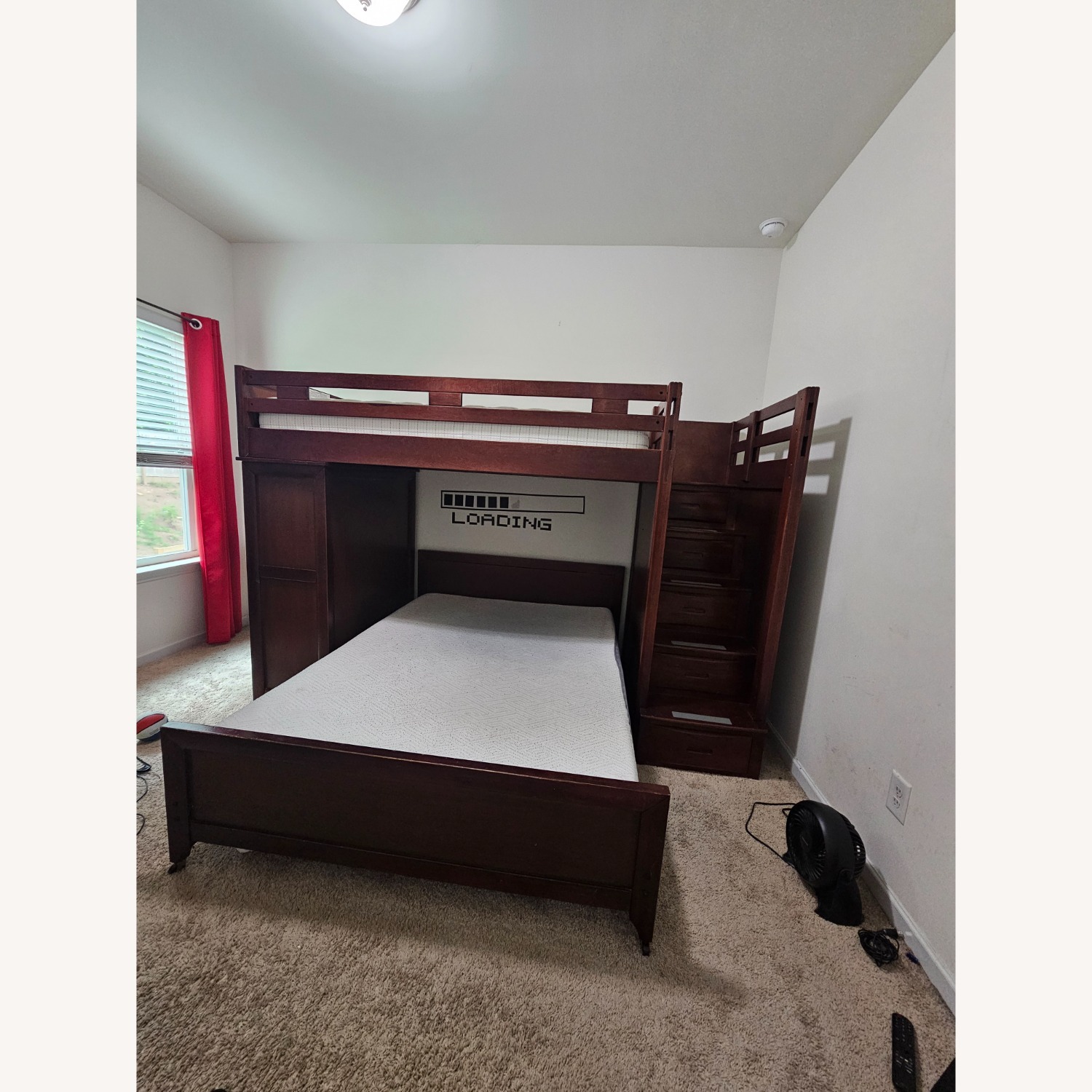 Ivy League Walnut Twin/Full Step Loft with Chest - image-1