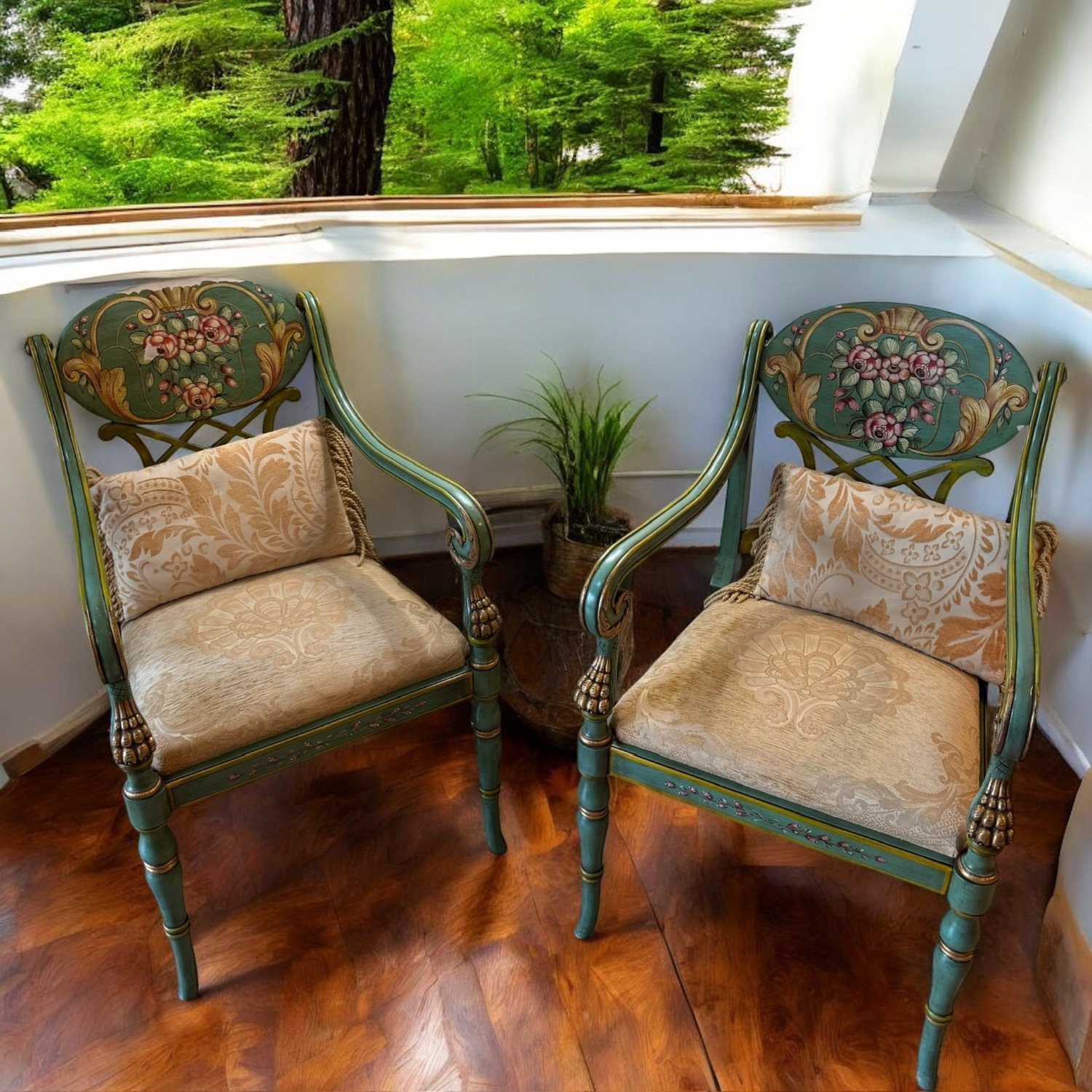 19th C. 3p Italian Regency Settee Armchairs Set - image-16
