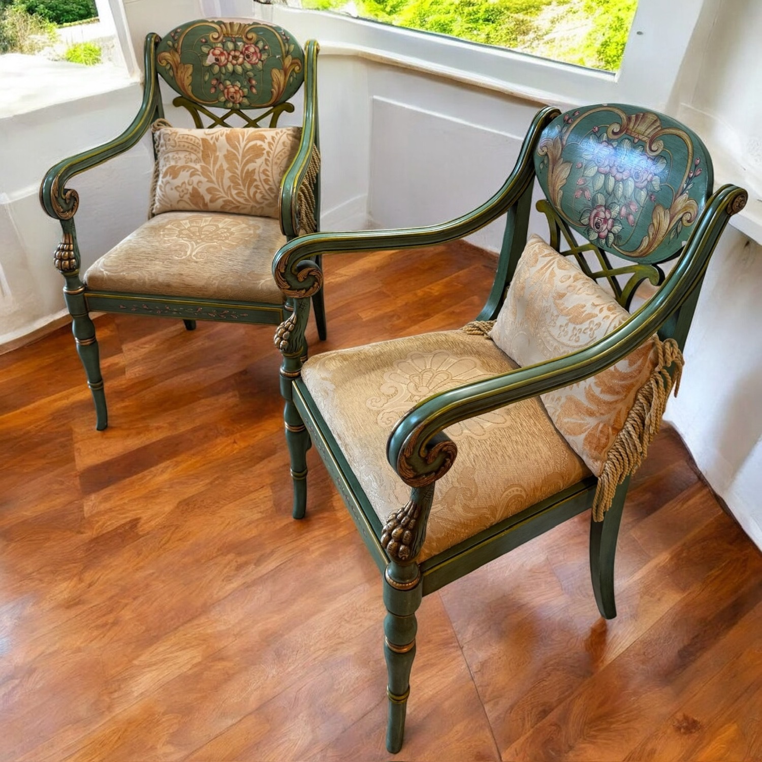 19th C. 3p Italian Regency Settee Armchairs Set - image-13