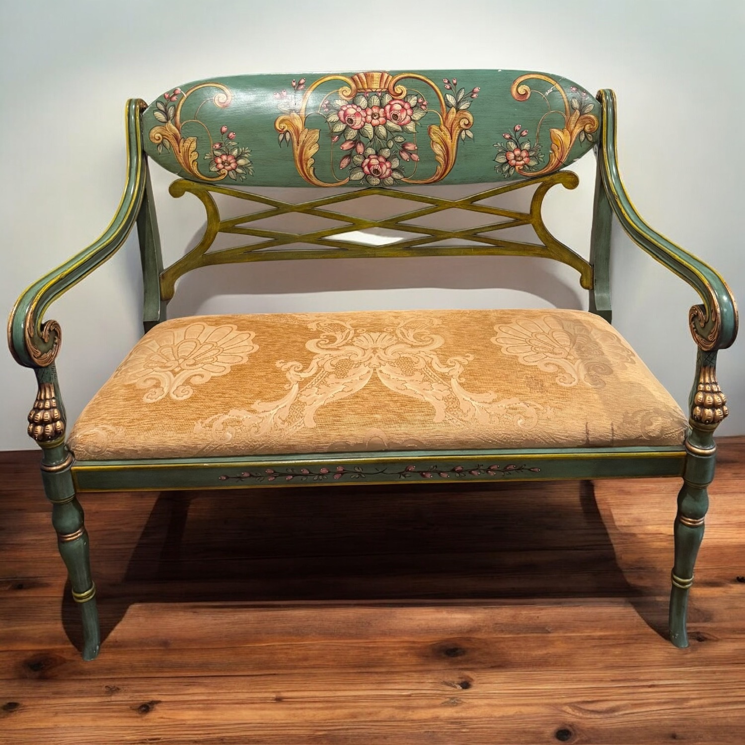 19th C. 3p Italian Regency Settee Armchairs Set - image-14