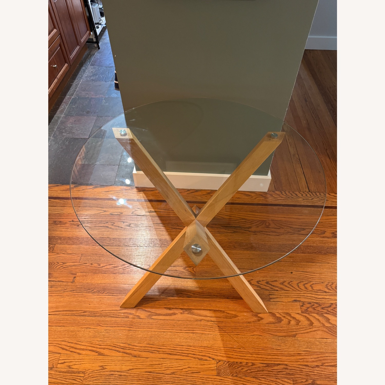 Poly and Bark Round Glass Dining Table - image-5