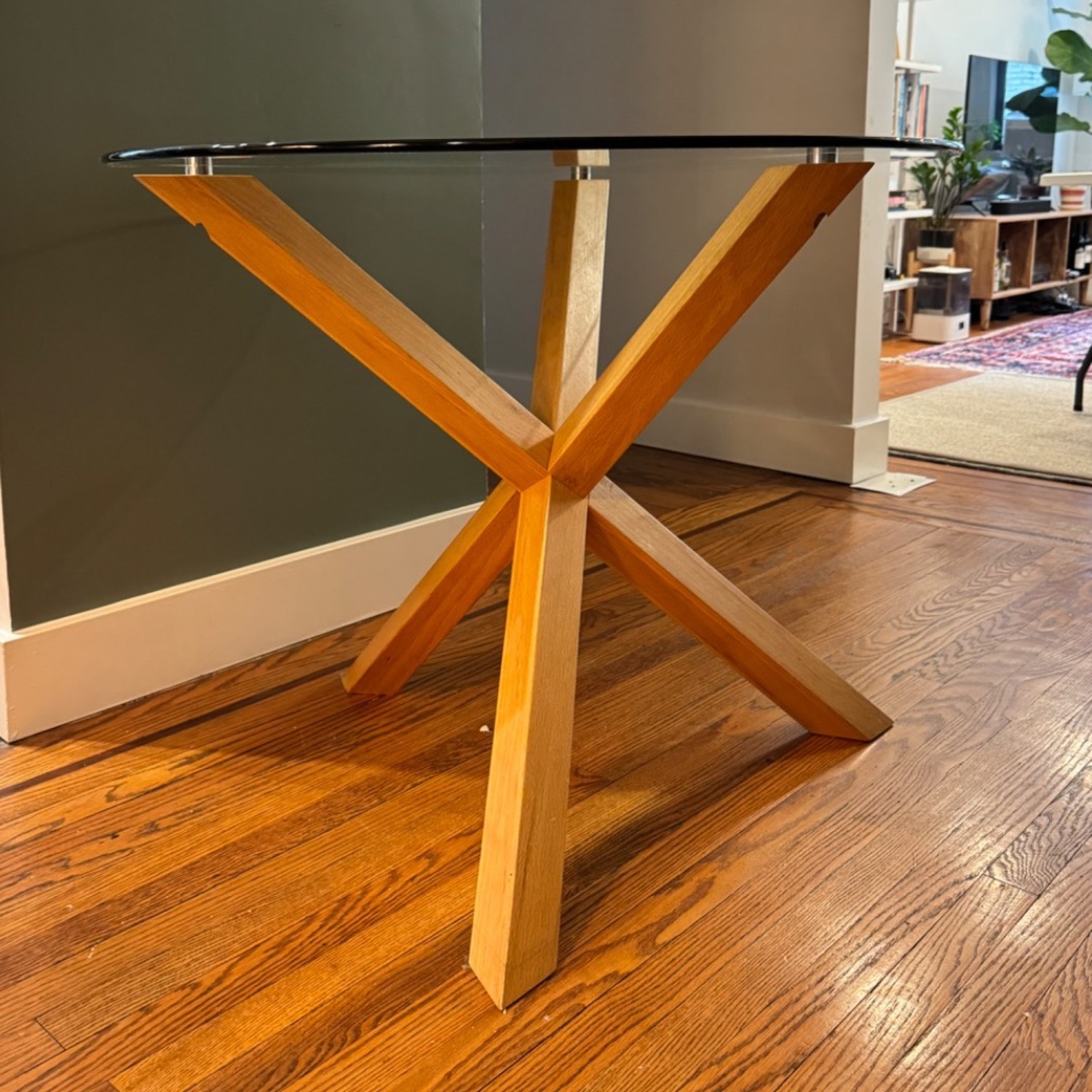 Poly and Bark Round Glass Dining Table - image-1