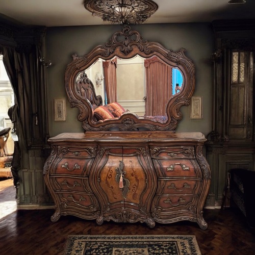 Used Michael Amini Palais Royale Wood Dresser Mirror for sale on AptDeco