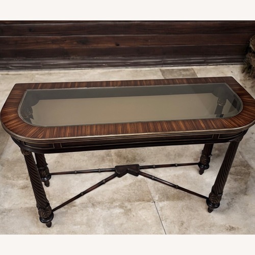 Used Schnadig Regency Glass Banded Console Table for sale on AptDeco