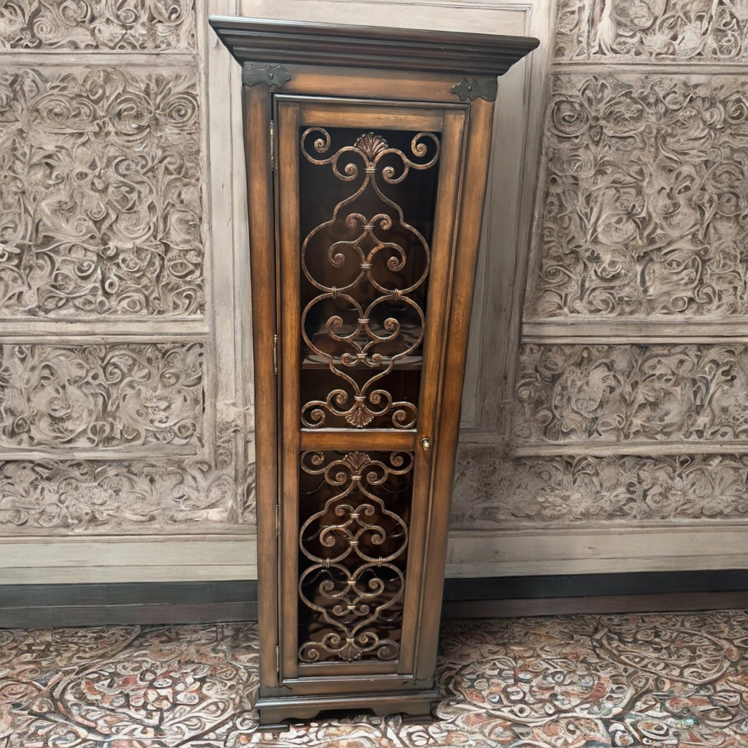 Mediterranean Spanish Wood Compact Wine Cabinet - image-1