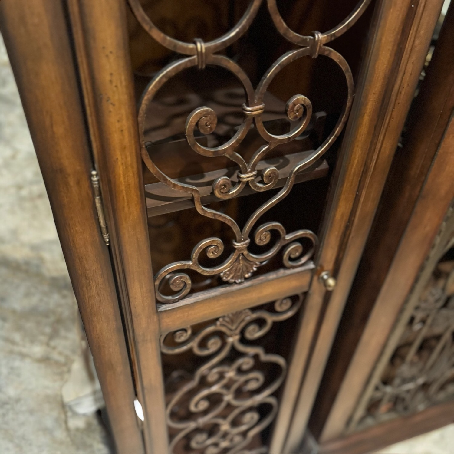 Mediterranean Spanish Wood Compact Wine Cabinet - image-3