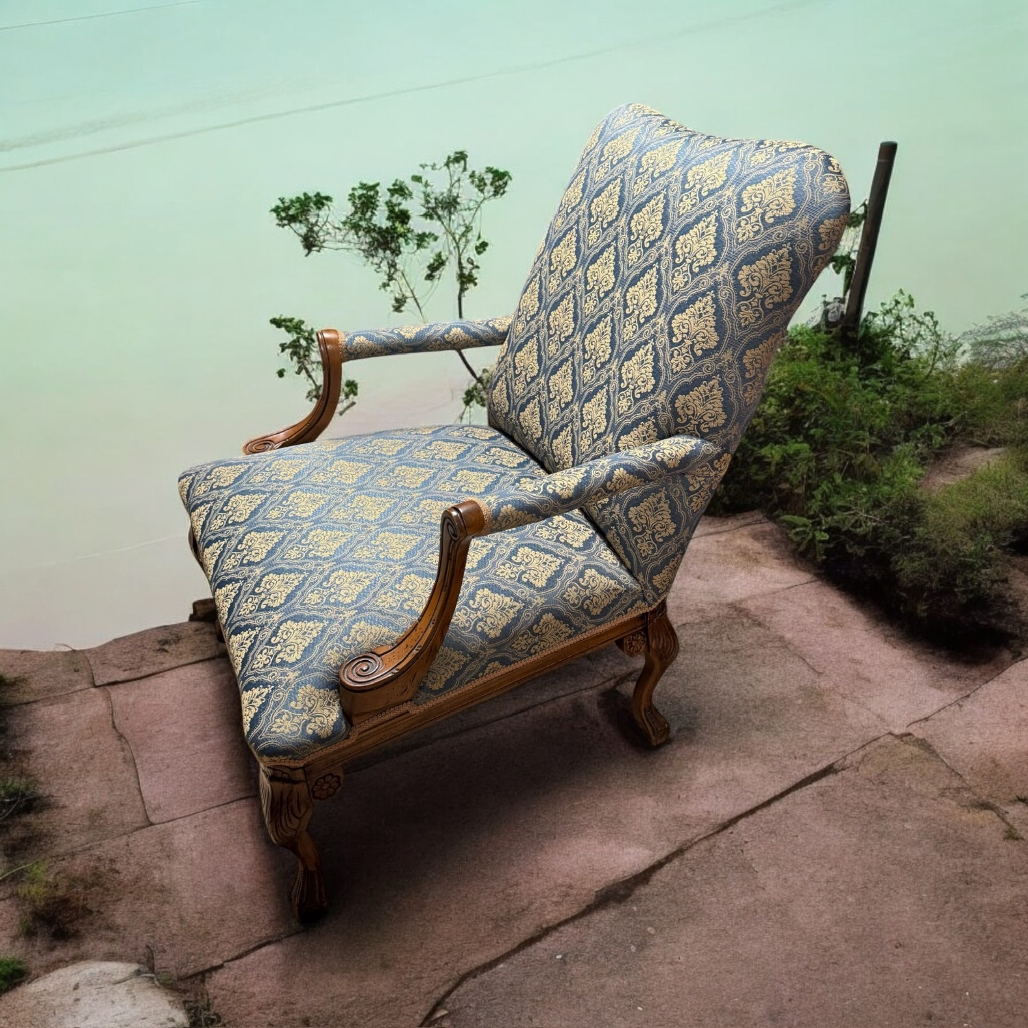 Vintage Louis XV French Provincial Armchair Chair - image-2