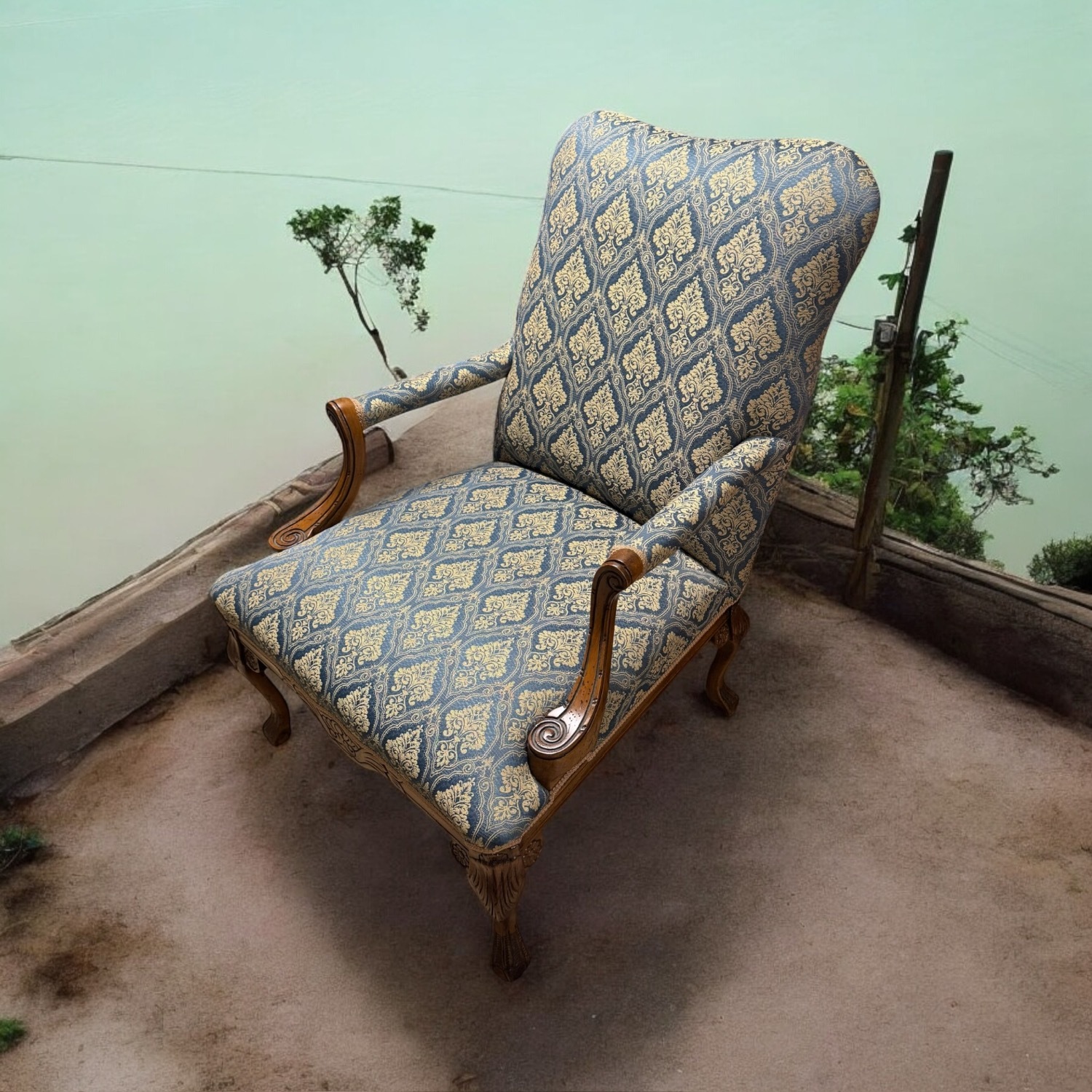 Vintage Louis XV French Provincial Armchair Chair - image-1