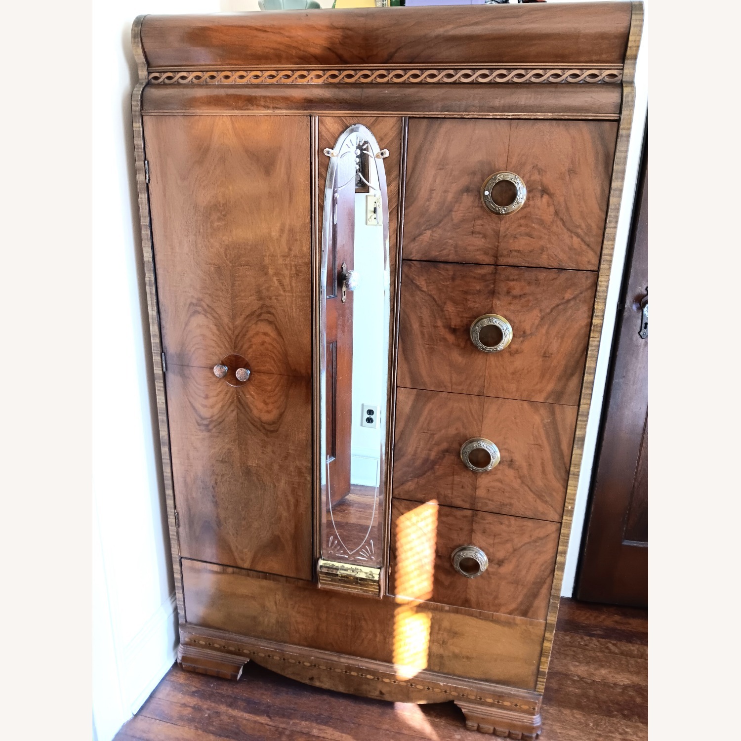 Cedar Lined Armoire Art Deco Waterfall Style - image-2