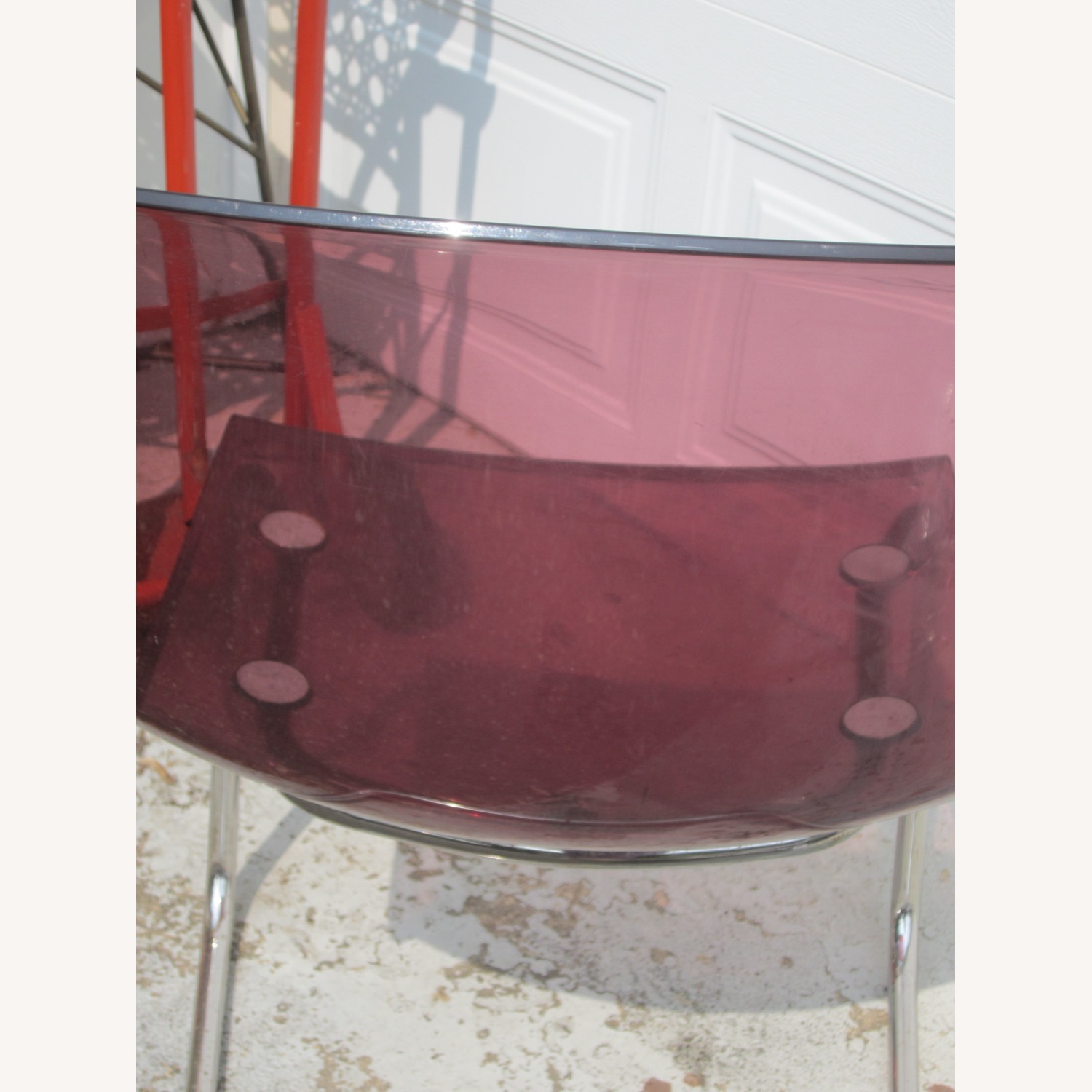 VTG 70'S Acrylic & Chrome Chair Eggplant Color - image-6