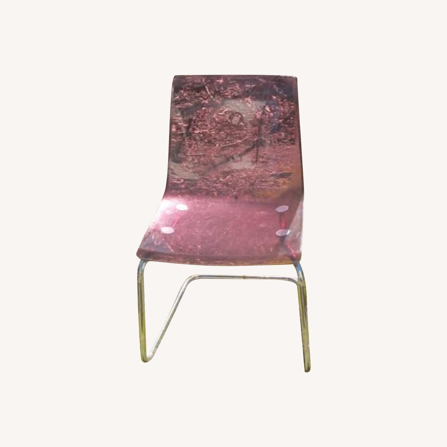 VTG 70'S Acrylic & Chrome Chair Eggplant Color - image-0