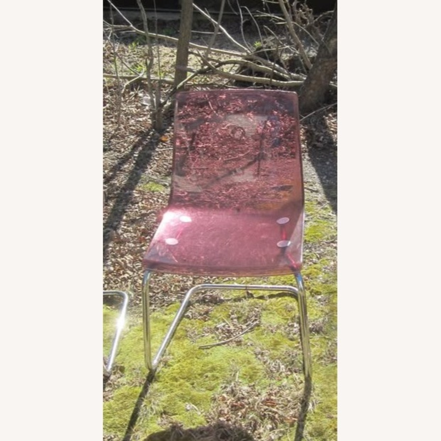 VTG 70'S Acrylic & Chrome Chair Eggplant Color - image-1