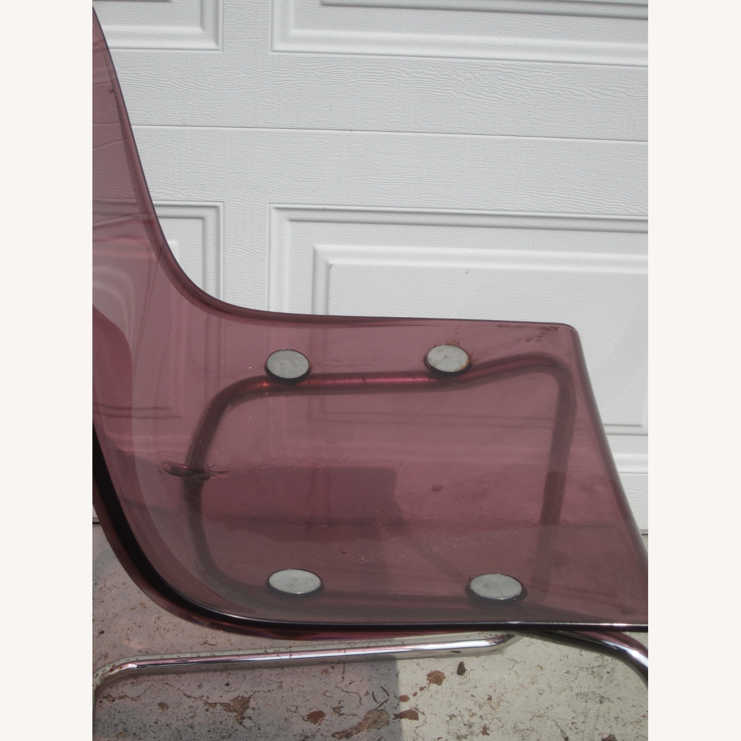 VTG 70'S Acrylic & Chrome Chair Eggplant Color - image-7