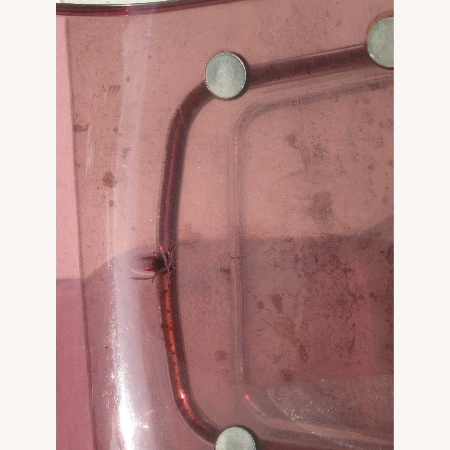 VTG 70'S Acrylic & Chrome Chair Eggplant Color - image-3