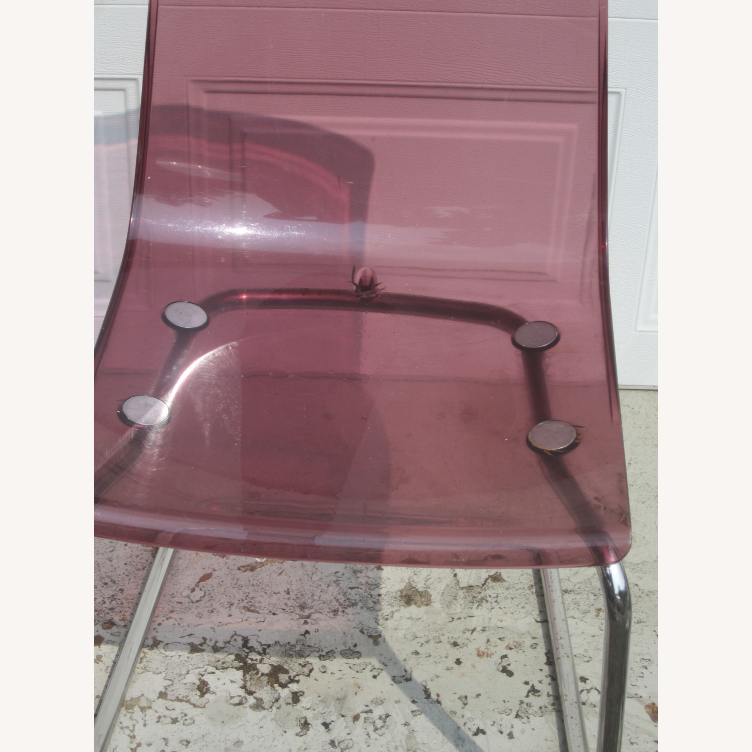 VTG 70'S Acrylic & Chrome Chair Eggplant Color - image-2