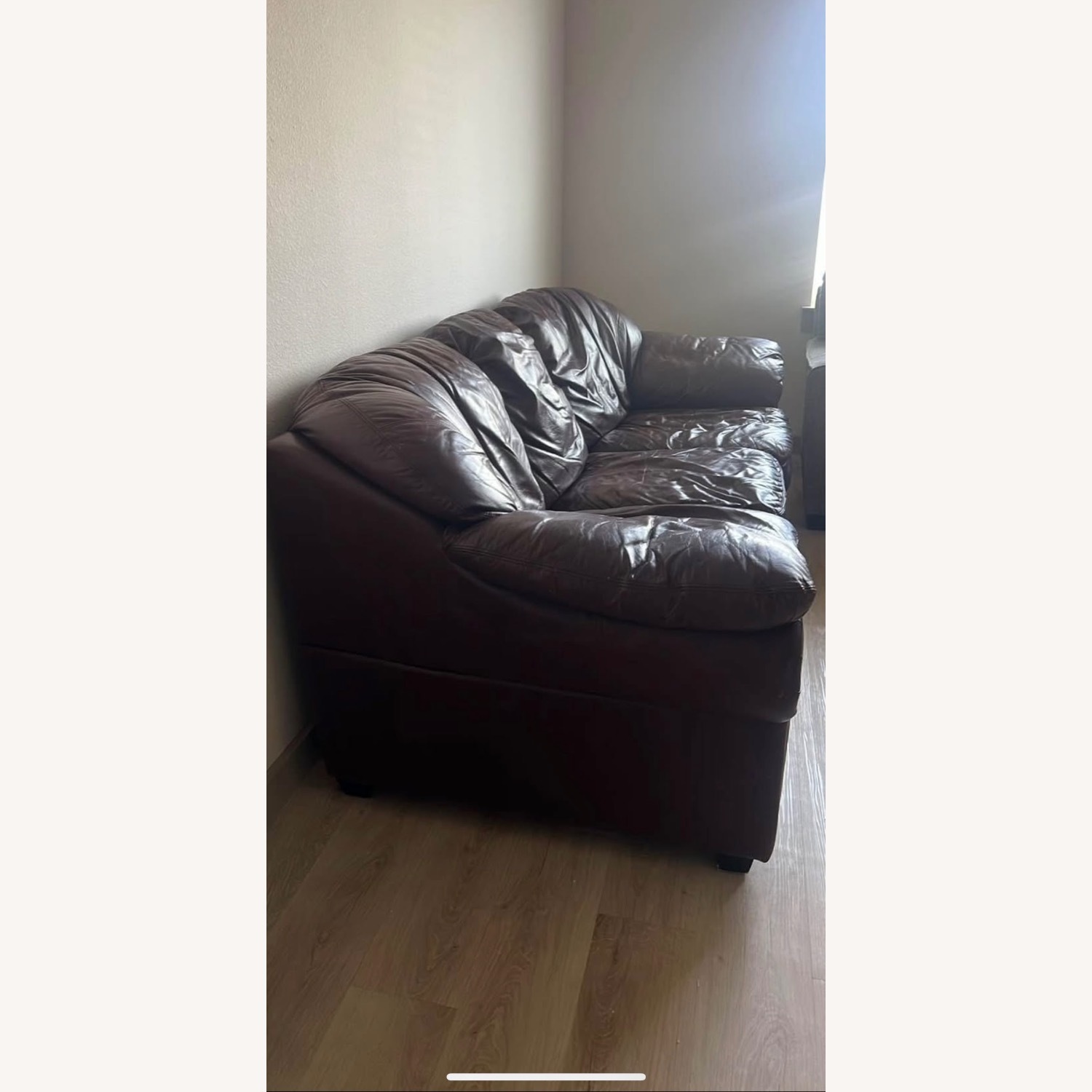 Classic Sofa Dark Brown Leather Couch  - image-3