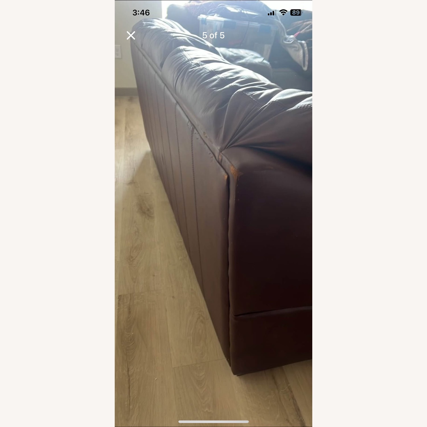 Classic Sofa Dark Brown Leather Couch  - image-4