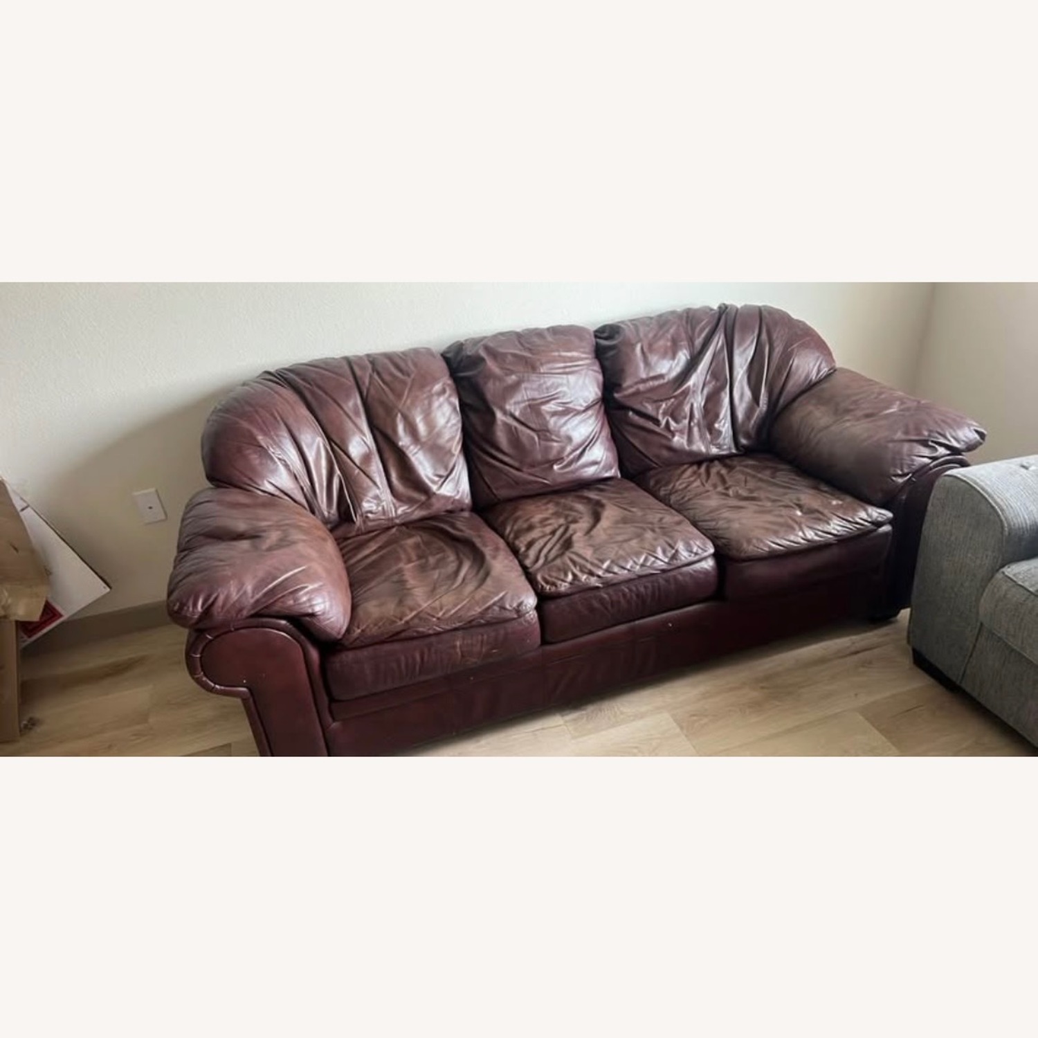 Classic Sofa Dark Brown Leather Couch  - image-1