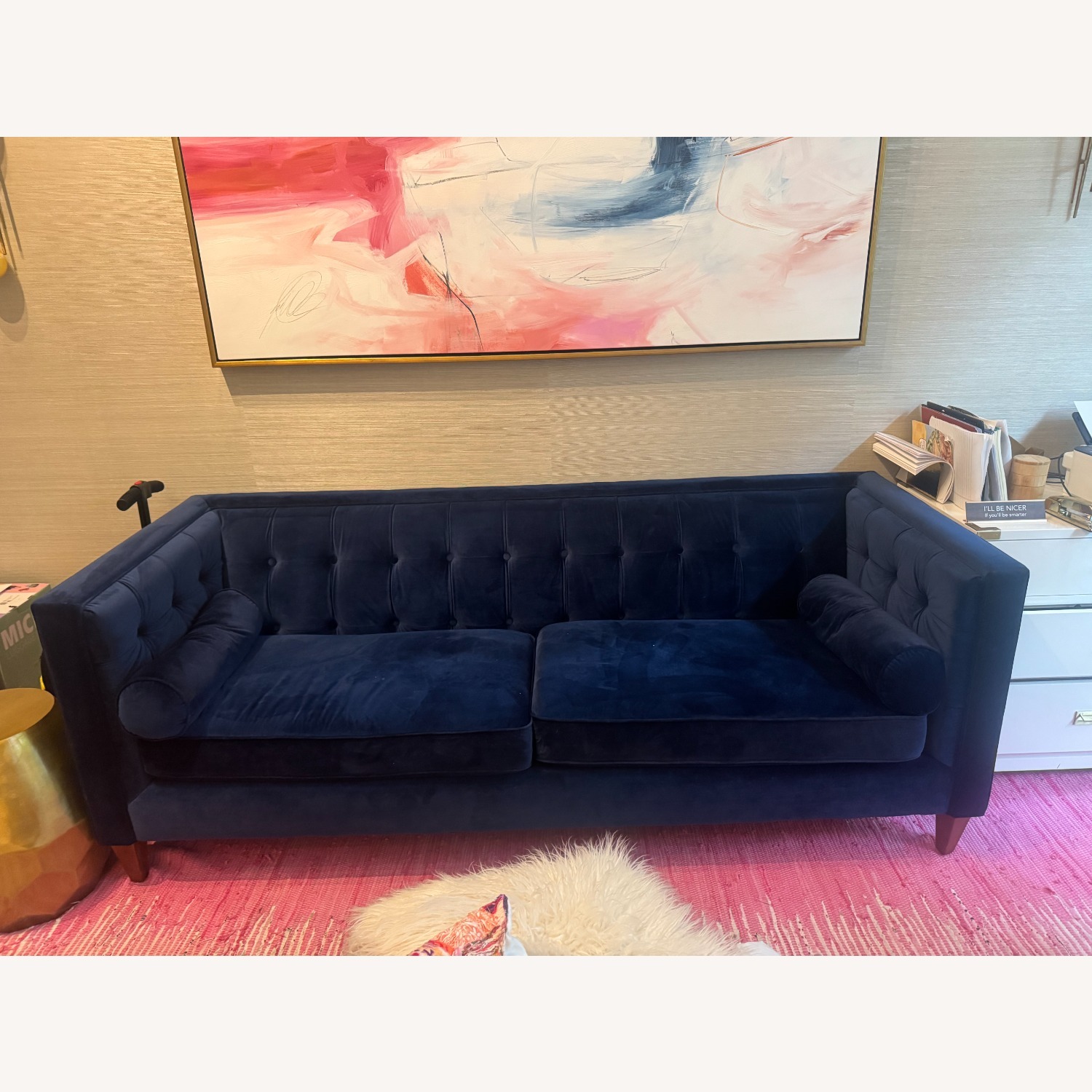 Blue Velvet Sofa - image-0