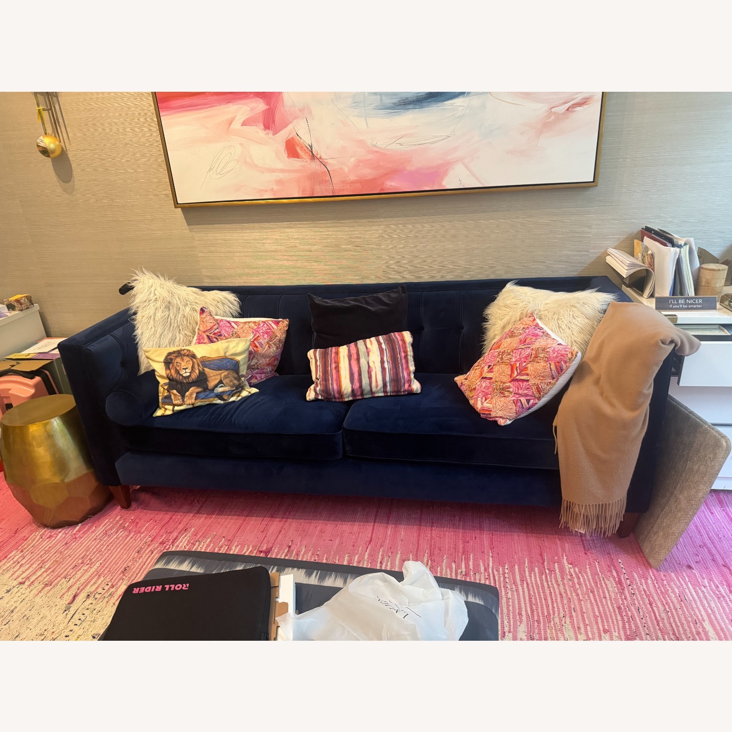 Blue Velvet Sofa - image-2