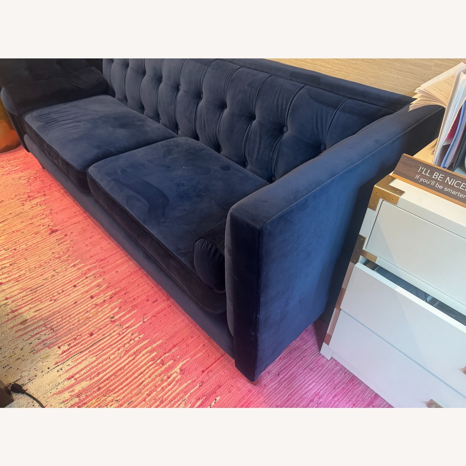 Blue Velvet Sofa - image-1