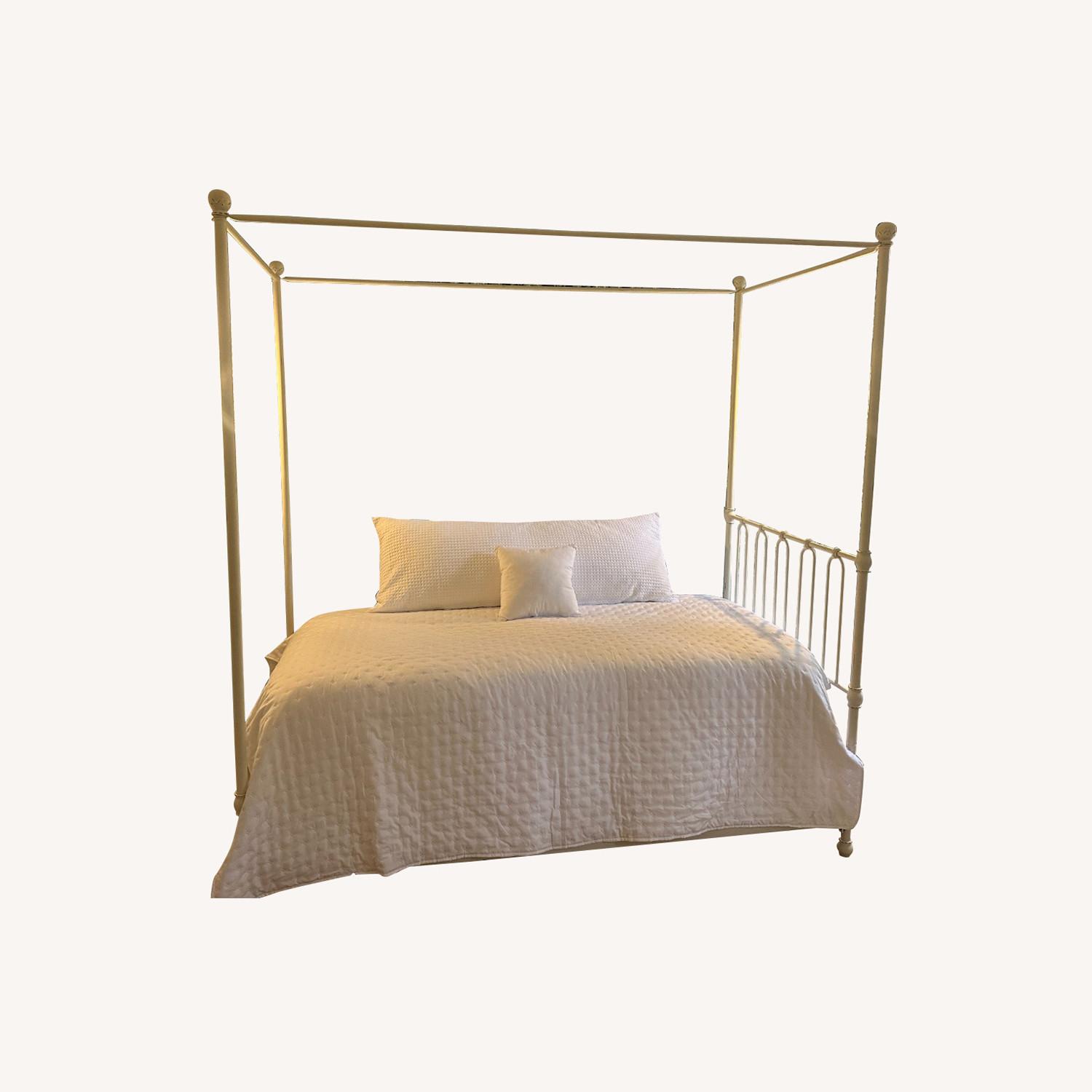 Cream Canopy Single Bed - image-0