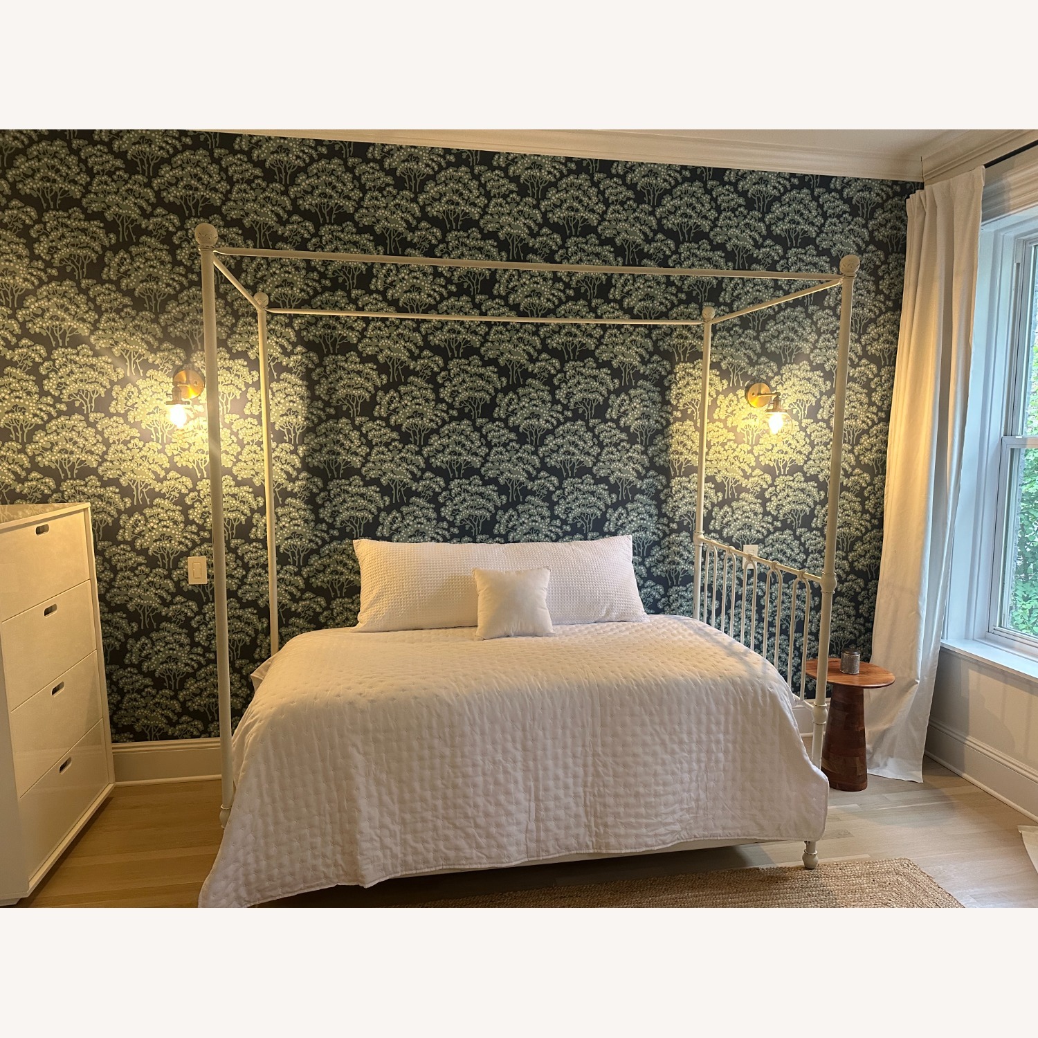 Cream Canopy Single Bed - image-1