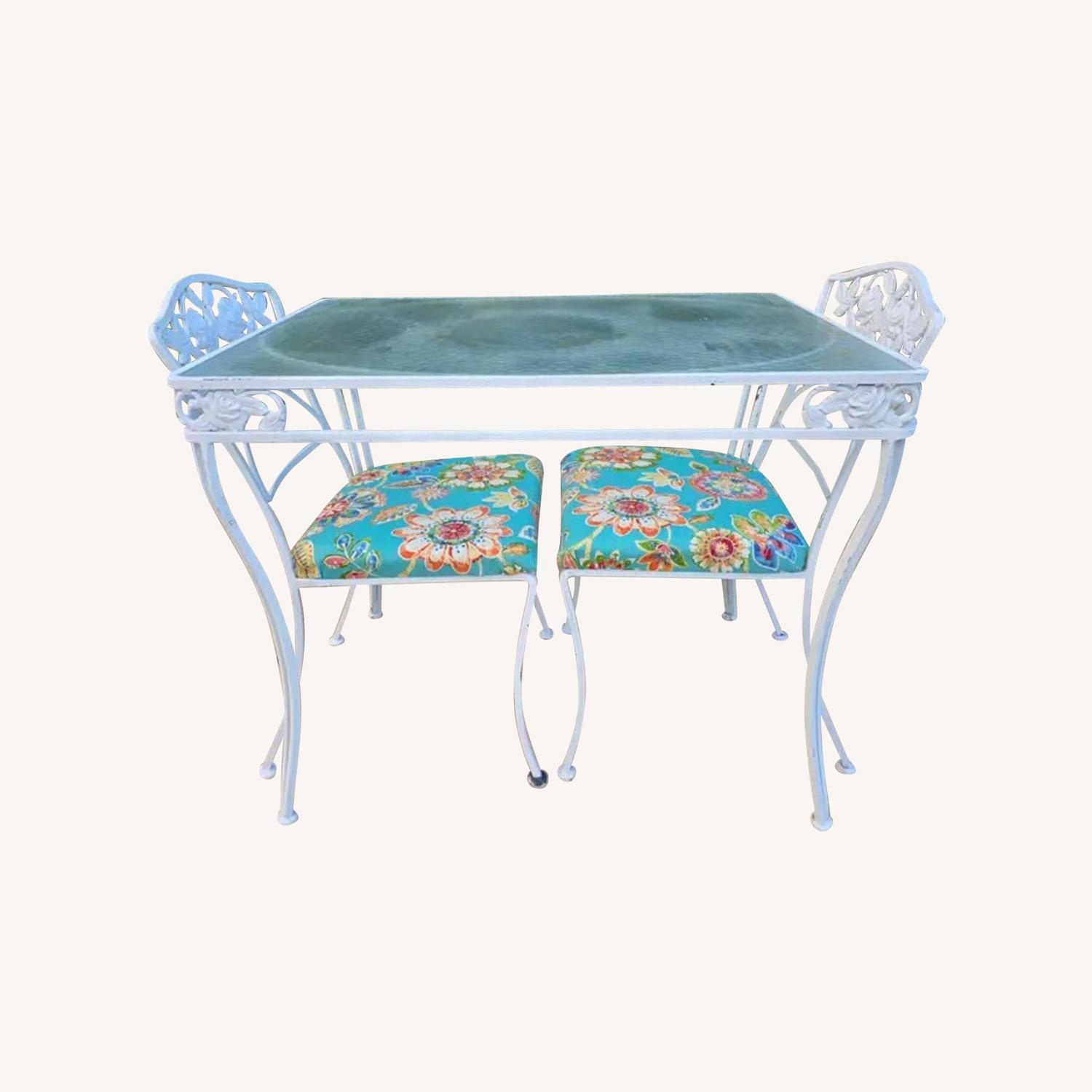 Elegant Wrought Iron Outdoor Table & Chairs - image-0