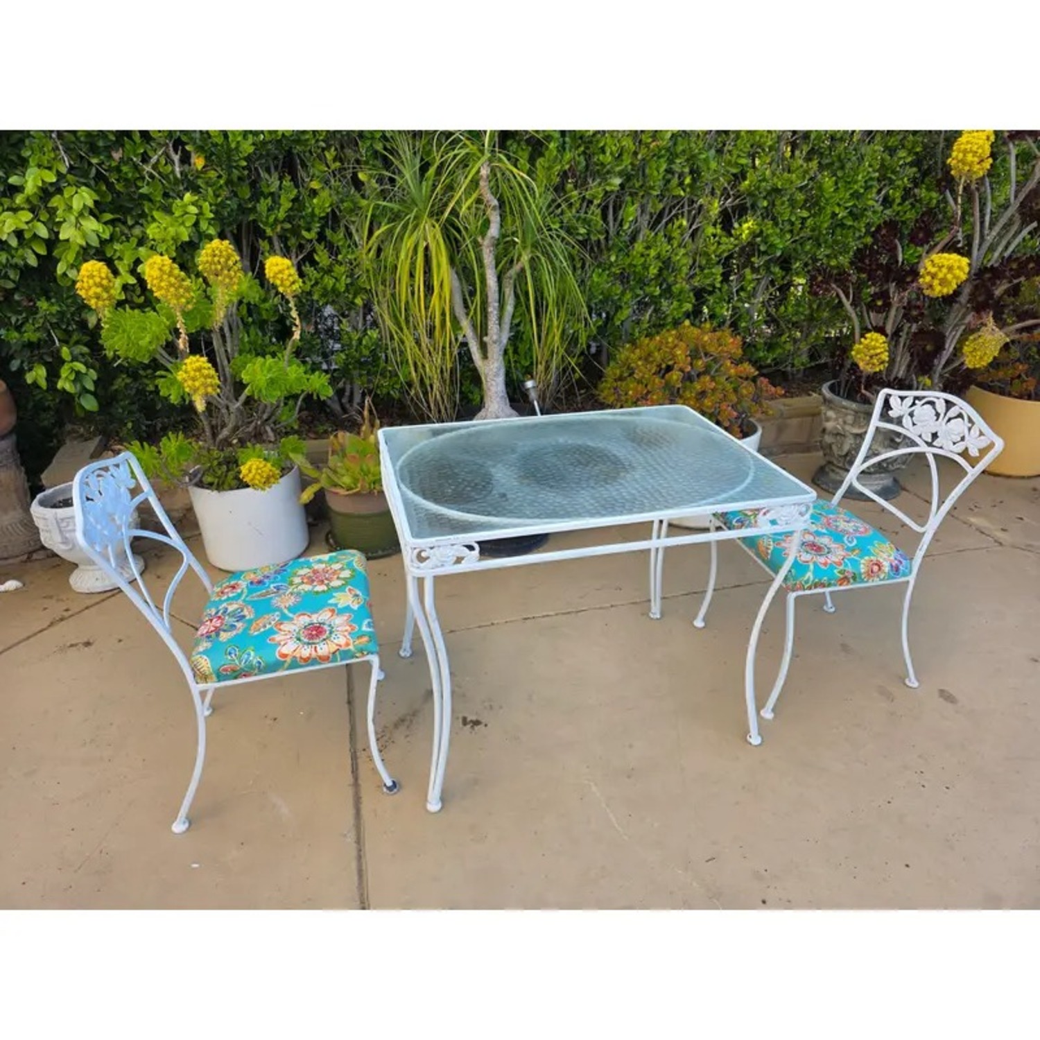 Elegant Wrought Iron Outdoor Table & Chairs - image-3