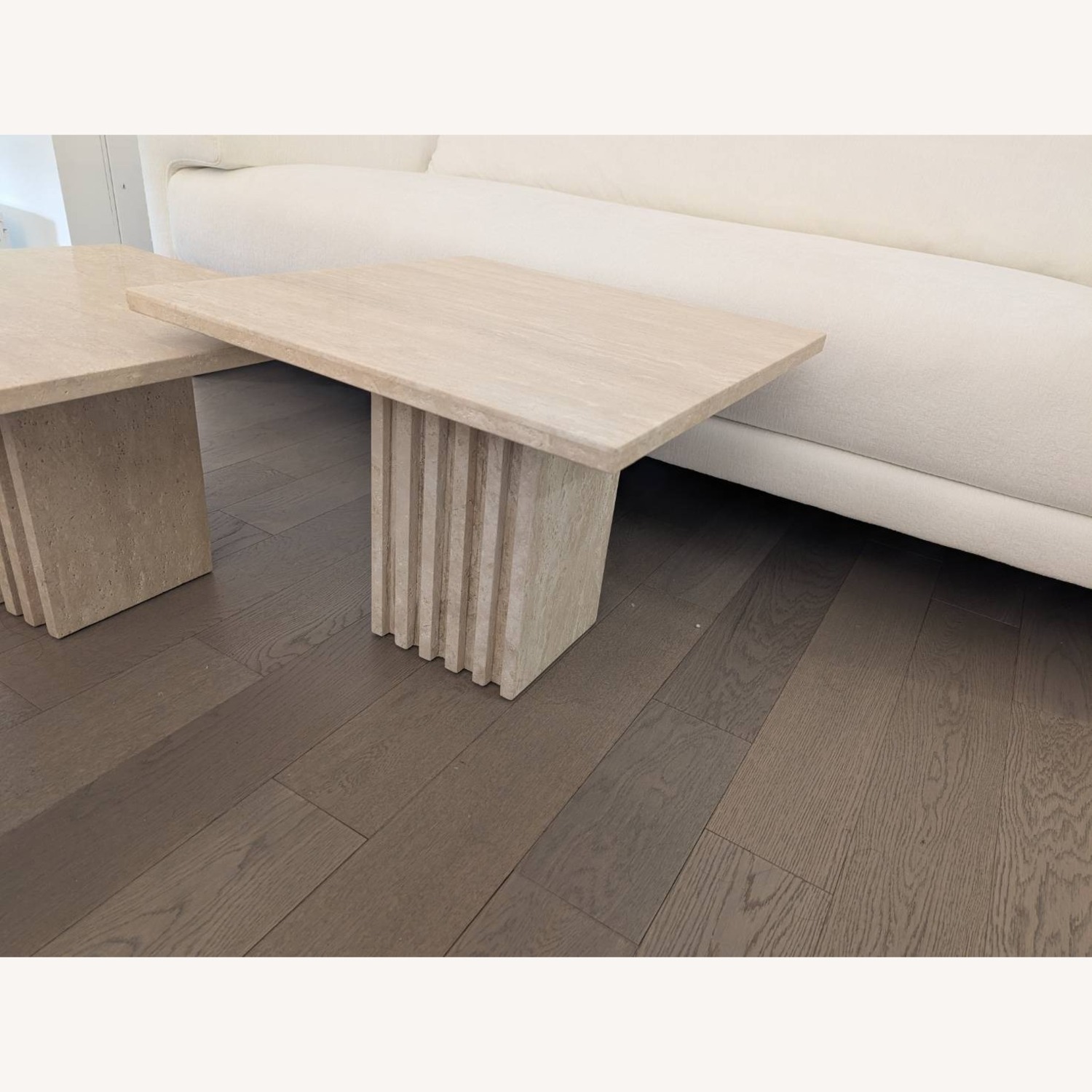 CB2 Carve Travertine Cocktail Table Large - image-3