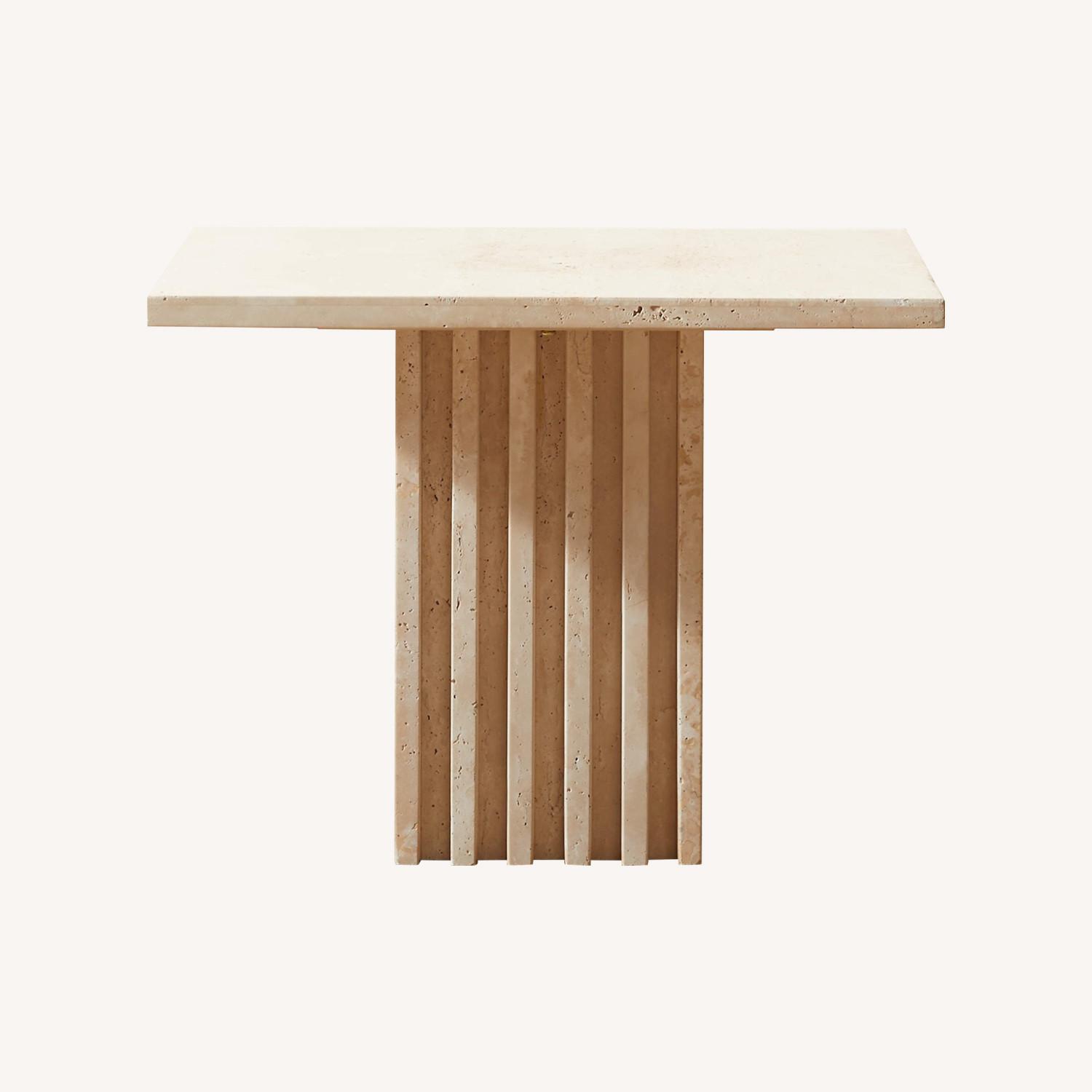 CB2 Carve Travertine Cocktail Table Large - image-0