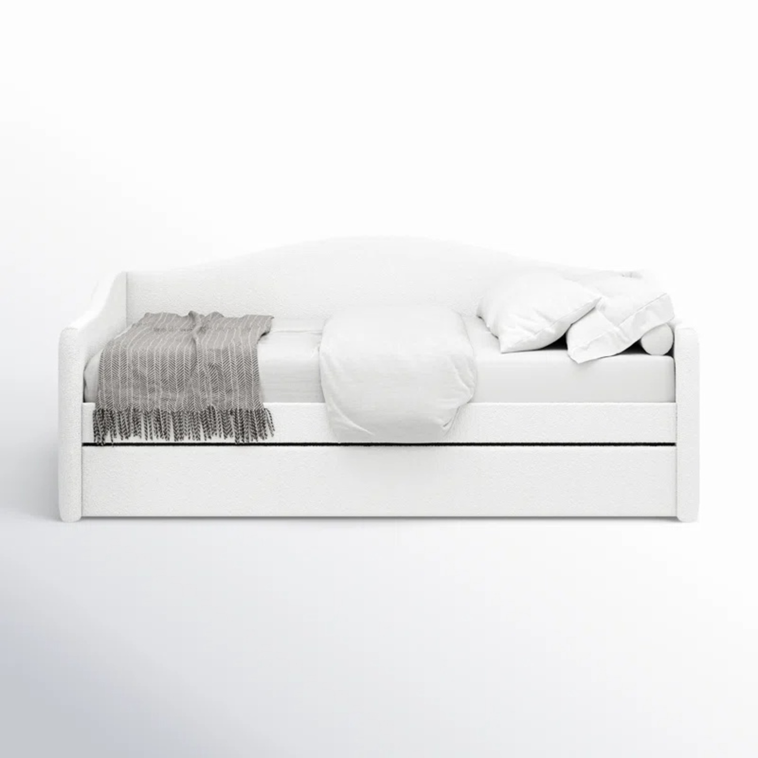 Birch Lane White Boucle Twin Daybed with Trundle - image-4
