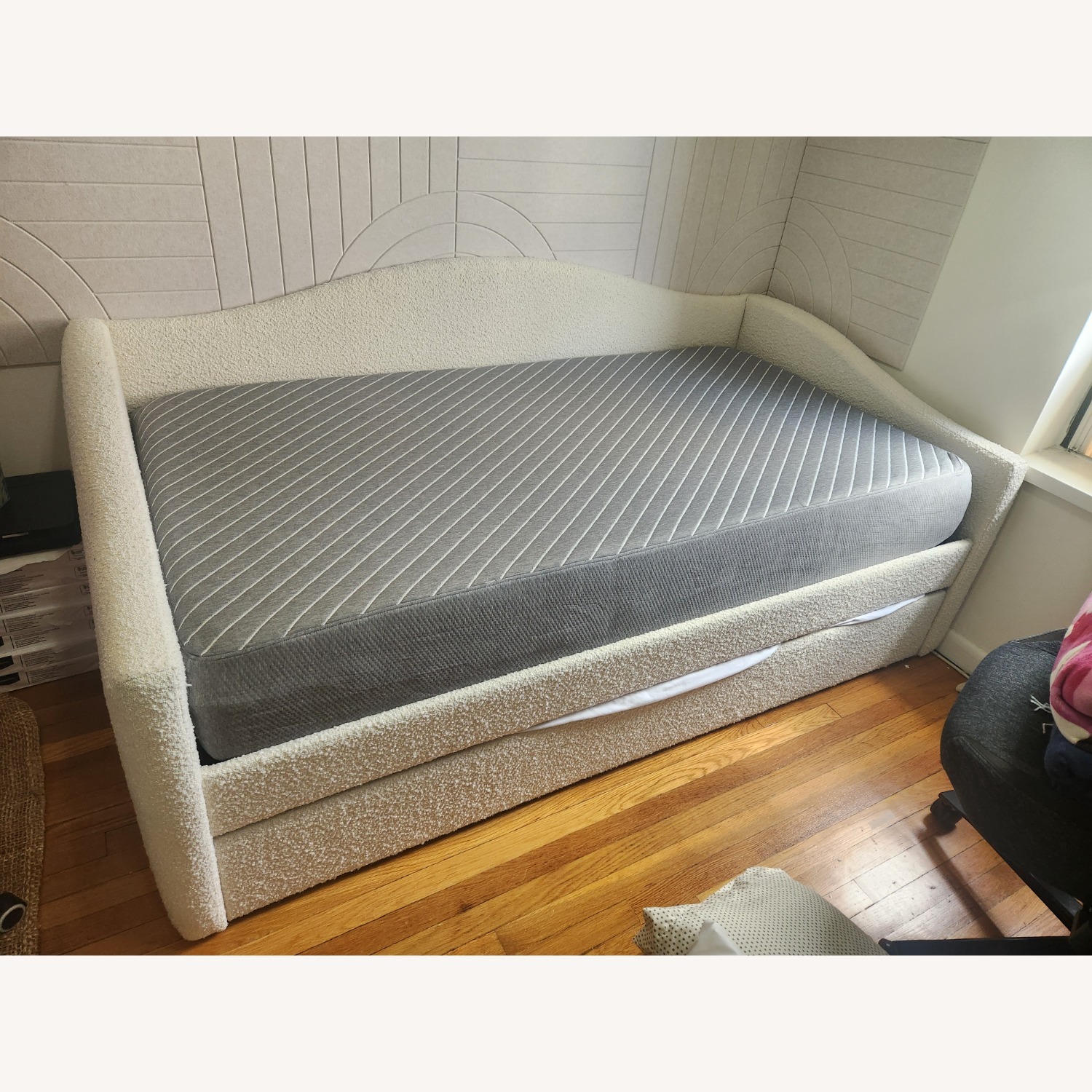 Birch Lane White Boucle Twin Daybed with Trundle - image-1