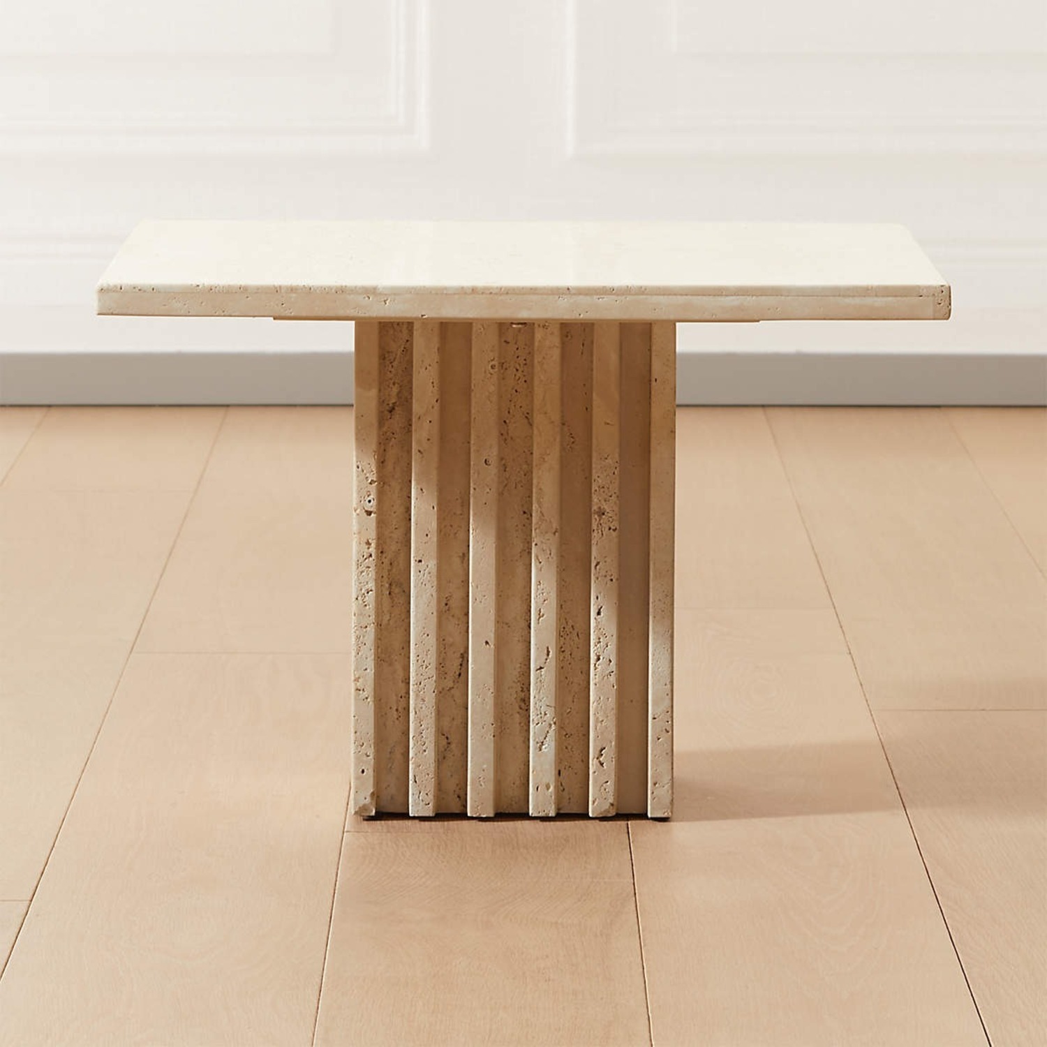 CB2 Carve Travertine Cocktail Table Medium - image-3