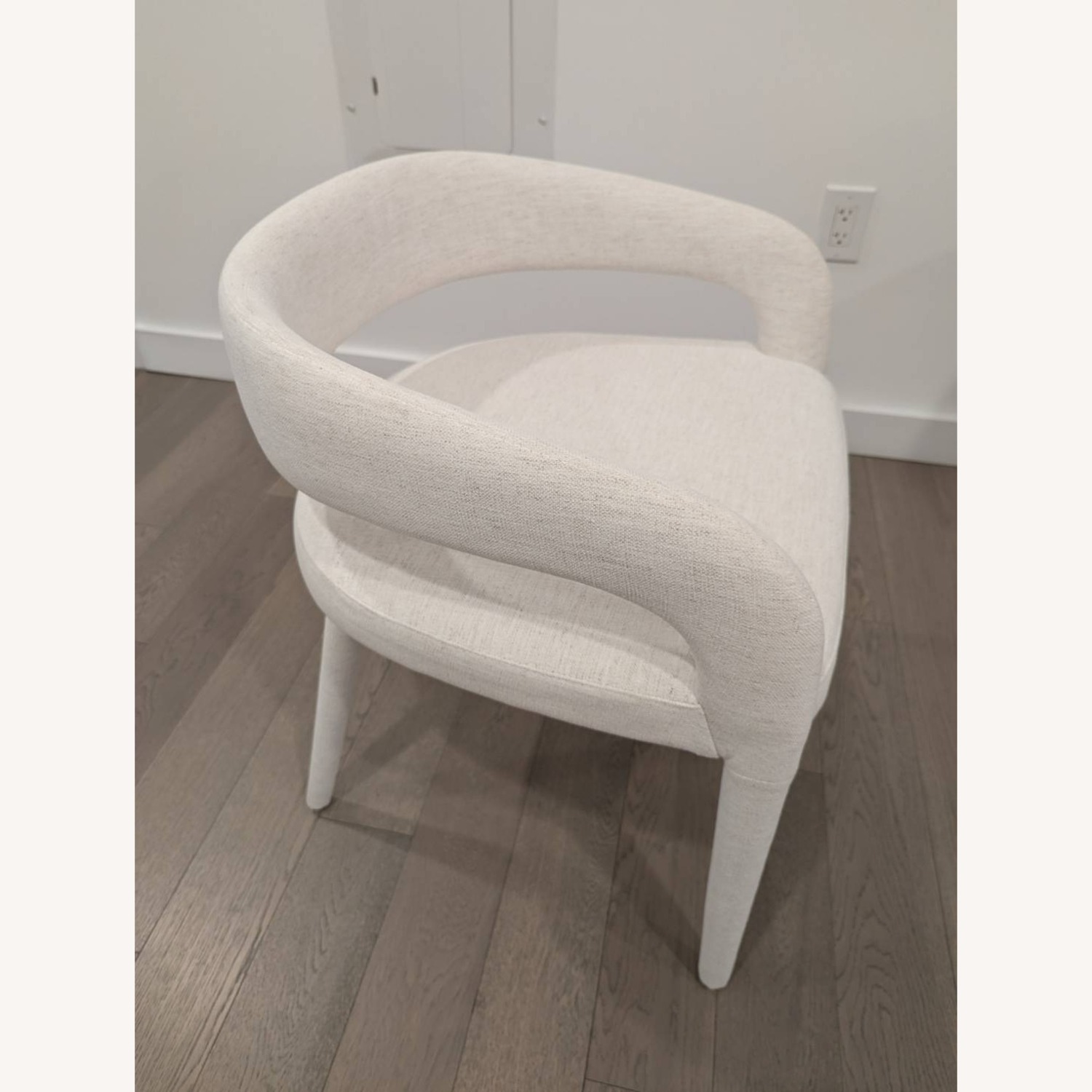 CB2 Lisette White Fabric Dining Armchair - image-3