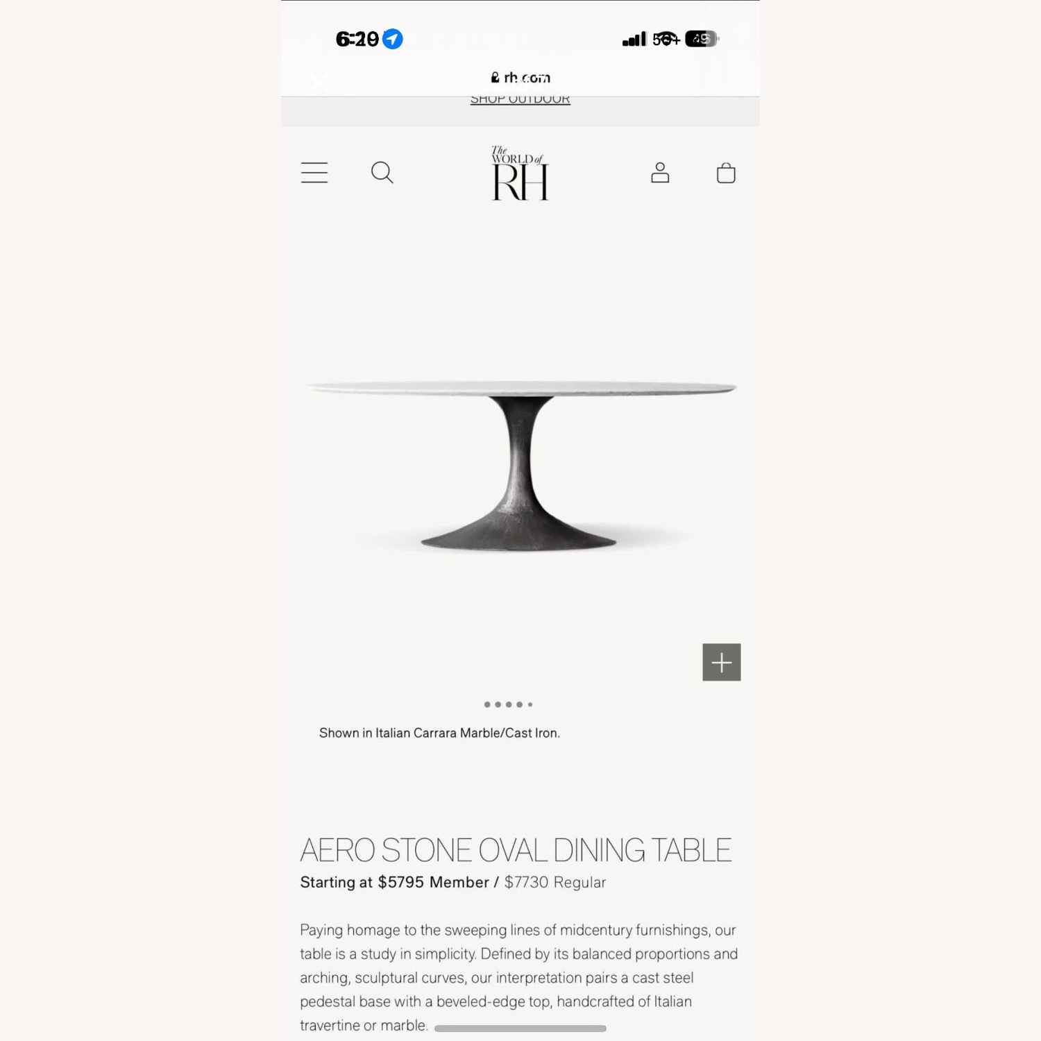 Restoration Hardware Aero Stone Oval Dining Table 78” - image-6