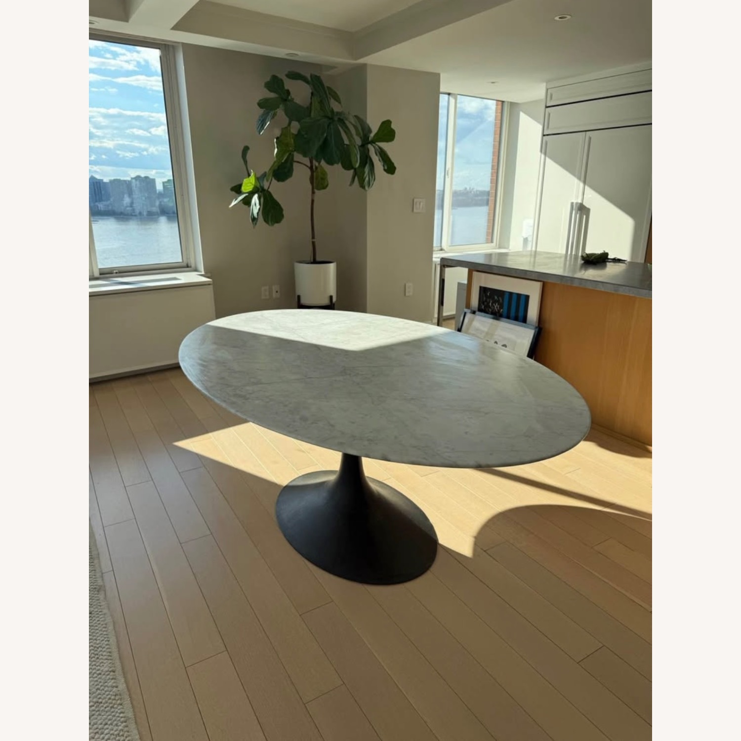 Restoration Hardware Aero Stone Oval Dining Table 78” - image-1