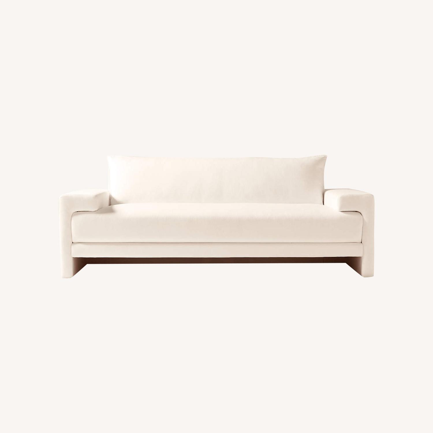 CB2 Camden White Performance Fabric Apartment Sofa - image-0