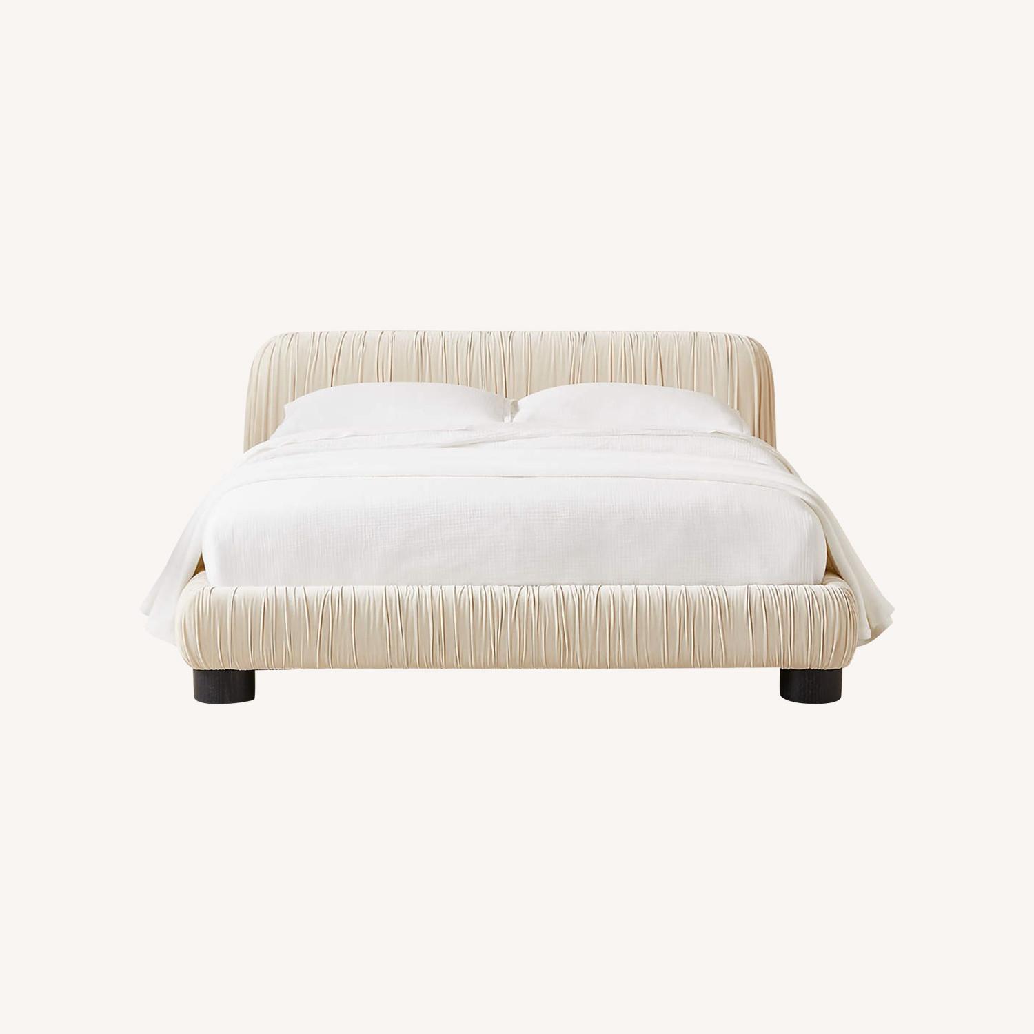 CB2 Cantar Ivory Velvet Upholstered Queen Bed - image-0