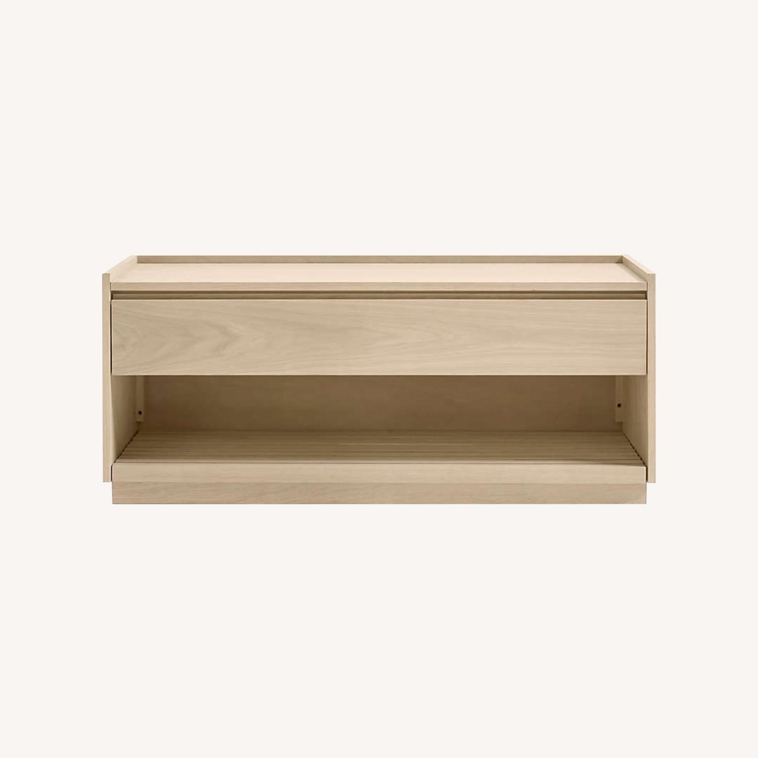 Crate & Barrel Batten White Oak Storage Bench - image-0