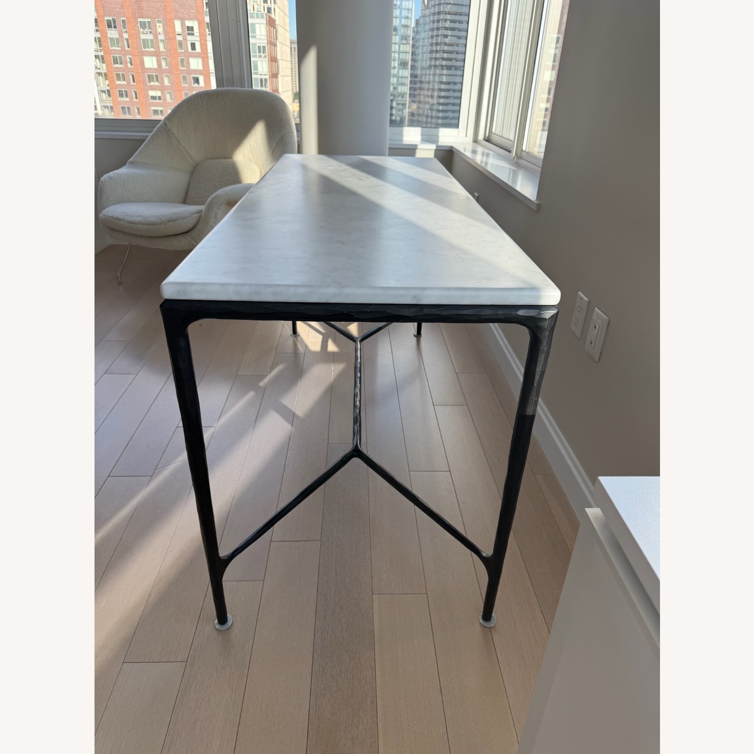 Restoration Hardware Thaddeus Marble Console Desk 60” - image-2