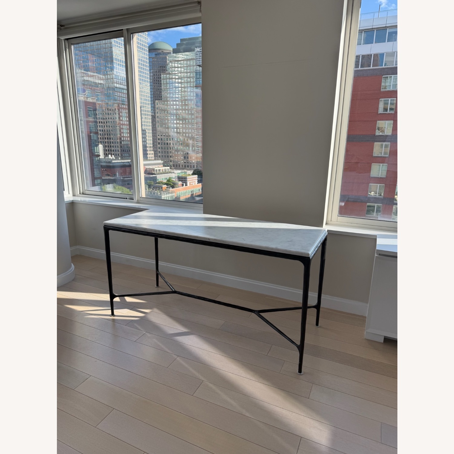 Restoration Hardware Thaddeus Marble Console Desk 60” - image-0