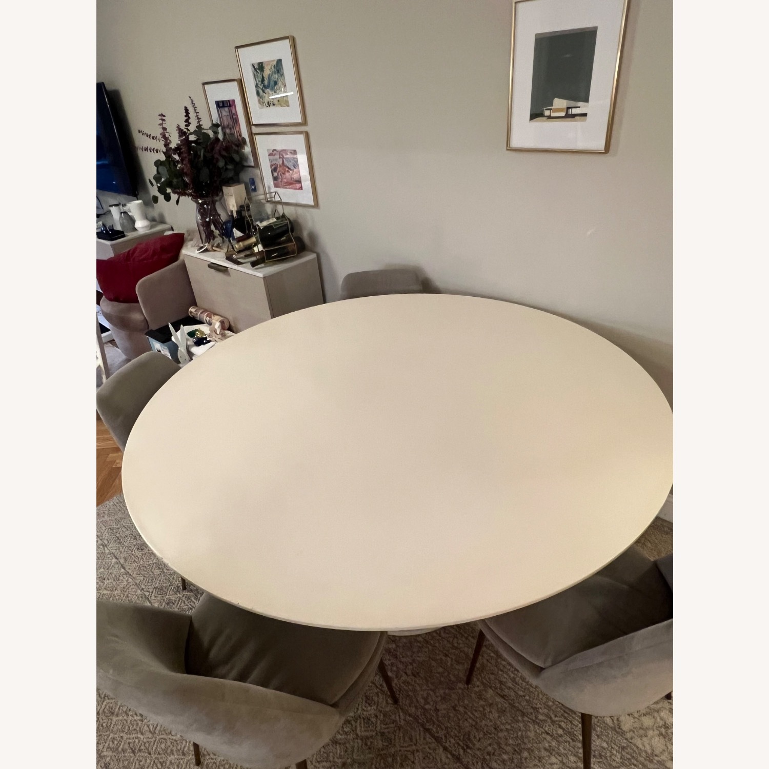 West Elm Liv 60" Round Table Laquer White - image-6