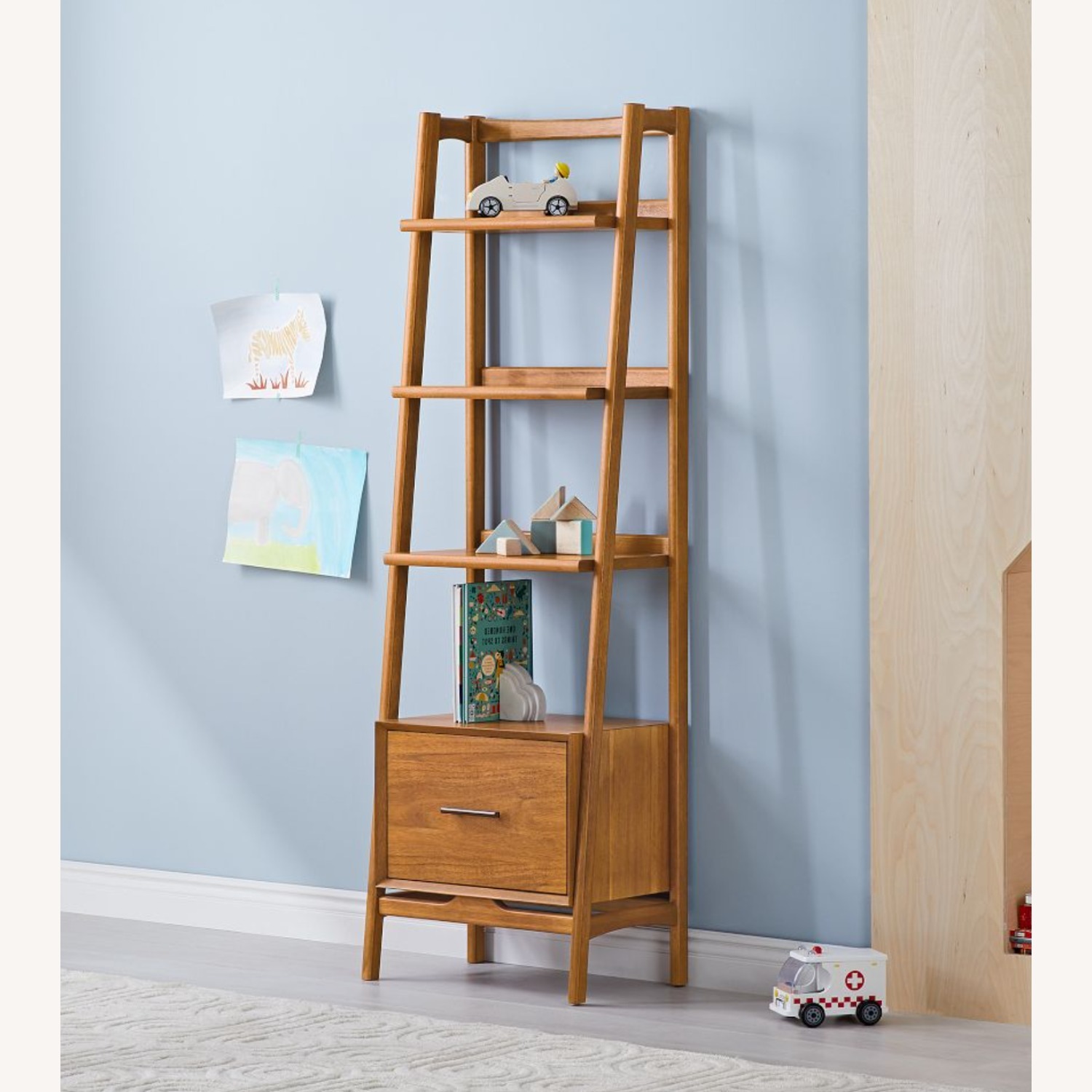 Mid-Century Bookshelf w Drawer - image-0