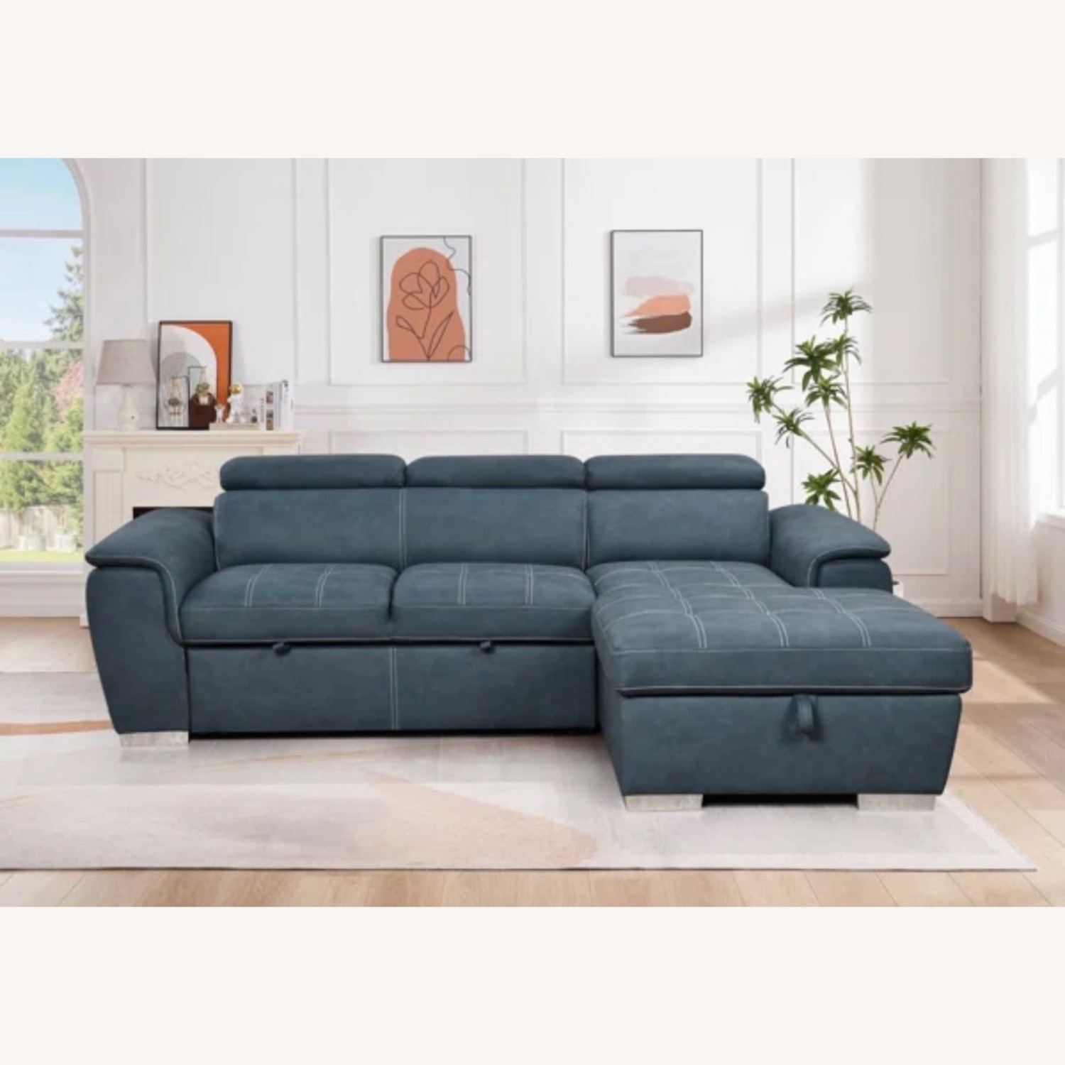 Sectional Sleeper Sofa With Storage Ottoman  - image-1
