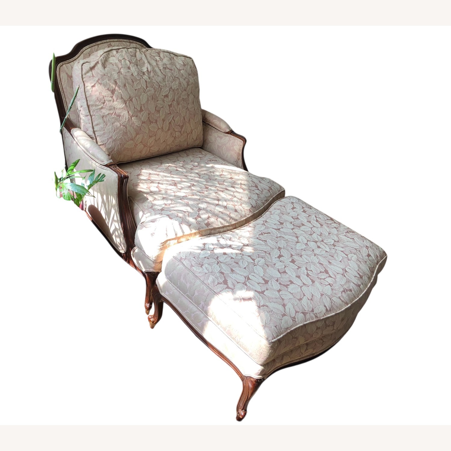 Ethan Allen Vintage Arm Chair with Ottoman Chaise - image-1