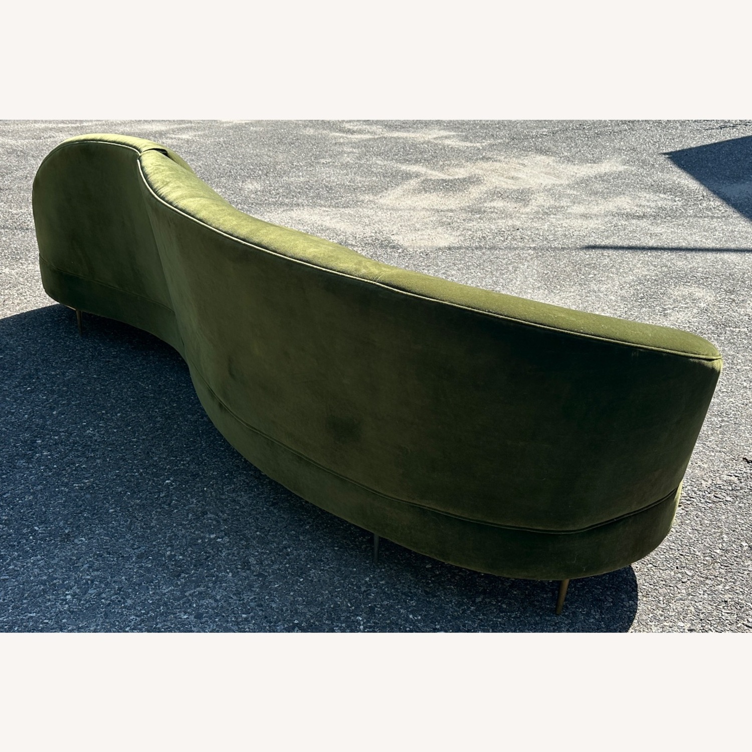 Anthropologie Green Velvet Serpentine Sofa - image-5