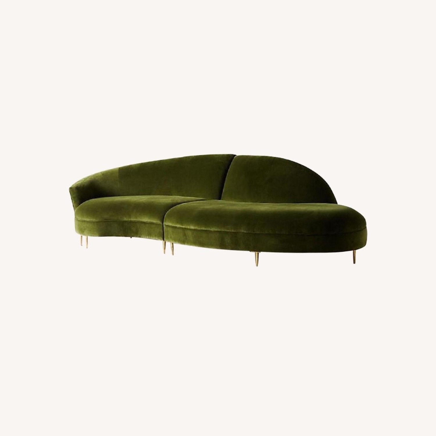 Anthropologie Green Velvet Serpentine Sofa - image-0